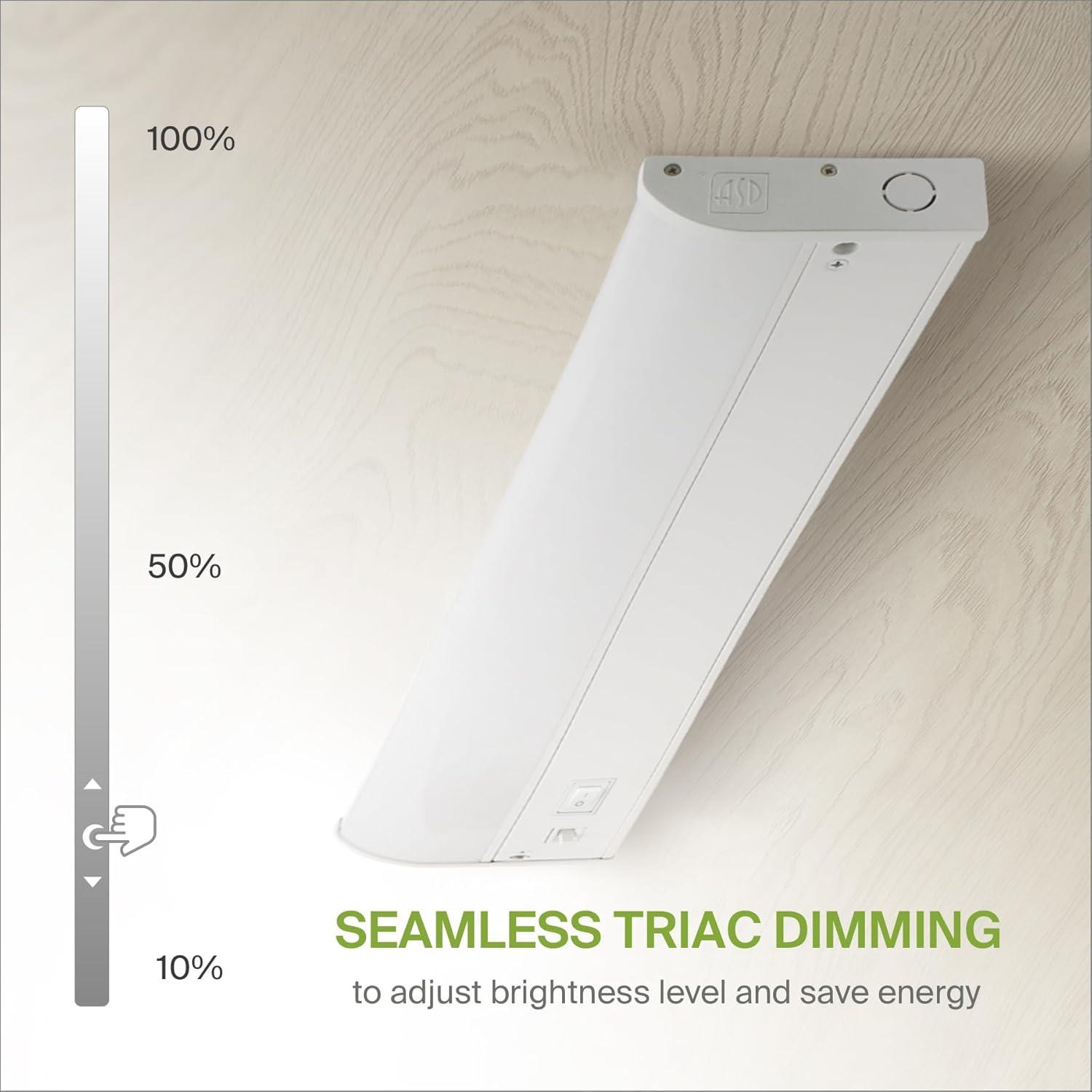 ASD LED Under Cabinet Lighting, 24 inch 12W 822LM, Dimmable Hardwired Under Cabinet Lights for Kitchen, 3000K Soft/4000K Cool/5000K Daylight, Under Counter Light Fixtures, ETL Energy Star White 2 Pack