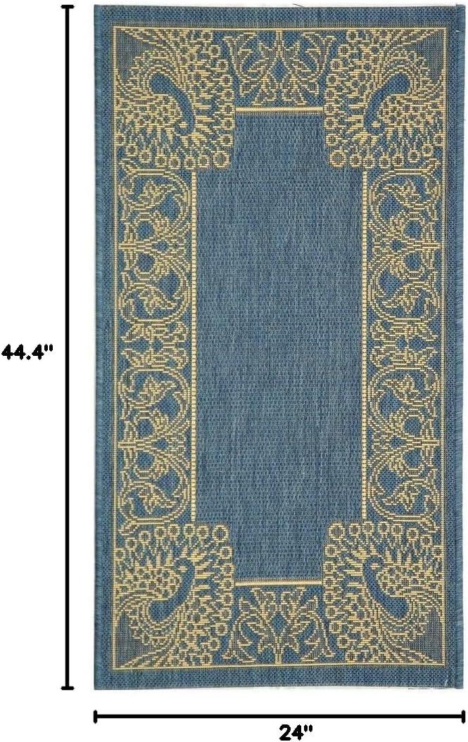 Courtyard CY2965 Power Loomed Indoor/Outdoor Accent Rug - Blue/Natural - 2'x3'7" - Safavieh.