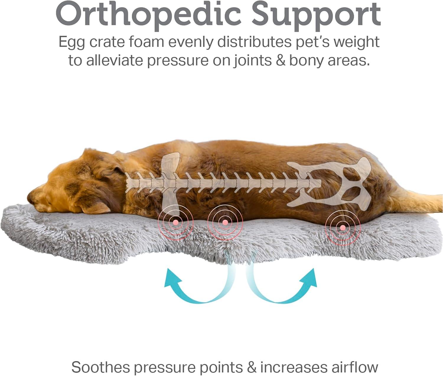 Friends Forever Nala Puprug Faux Fur Orthopedic Dog Bed with Foam, Pup Faux Fur Rug with Removable Bed Cover