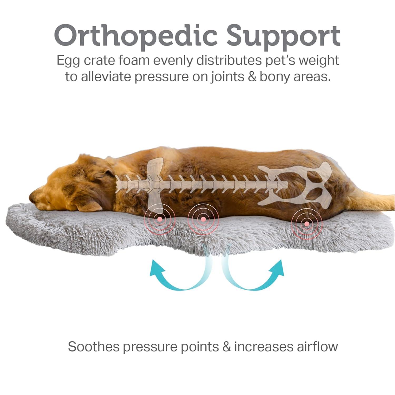 Friends Forever Nala Puprug Faux Fur Orthopedic Dog Bed with Foam, Pup Faux Fur Rug with Removable Bed Cover