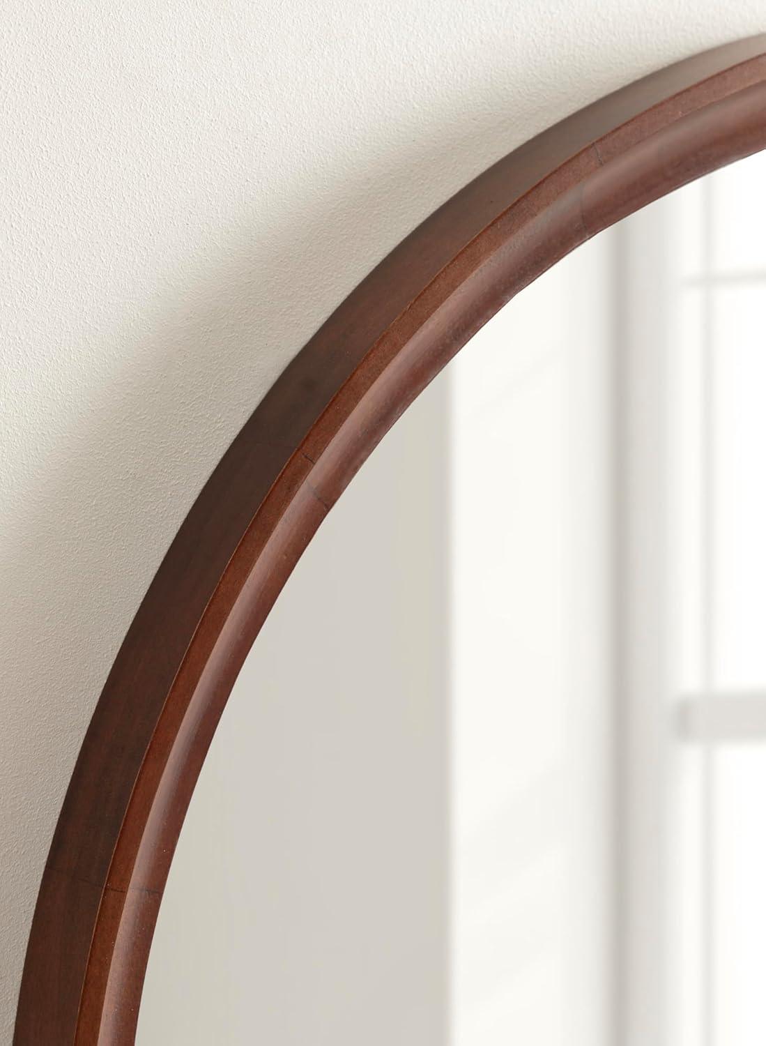 Kate and Laurel Hatherleig Round Wood Round Mirror, 30" Diameter, Rustic Brown