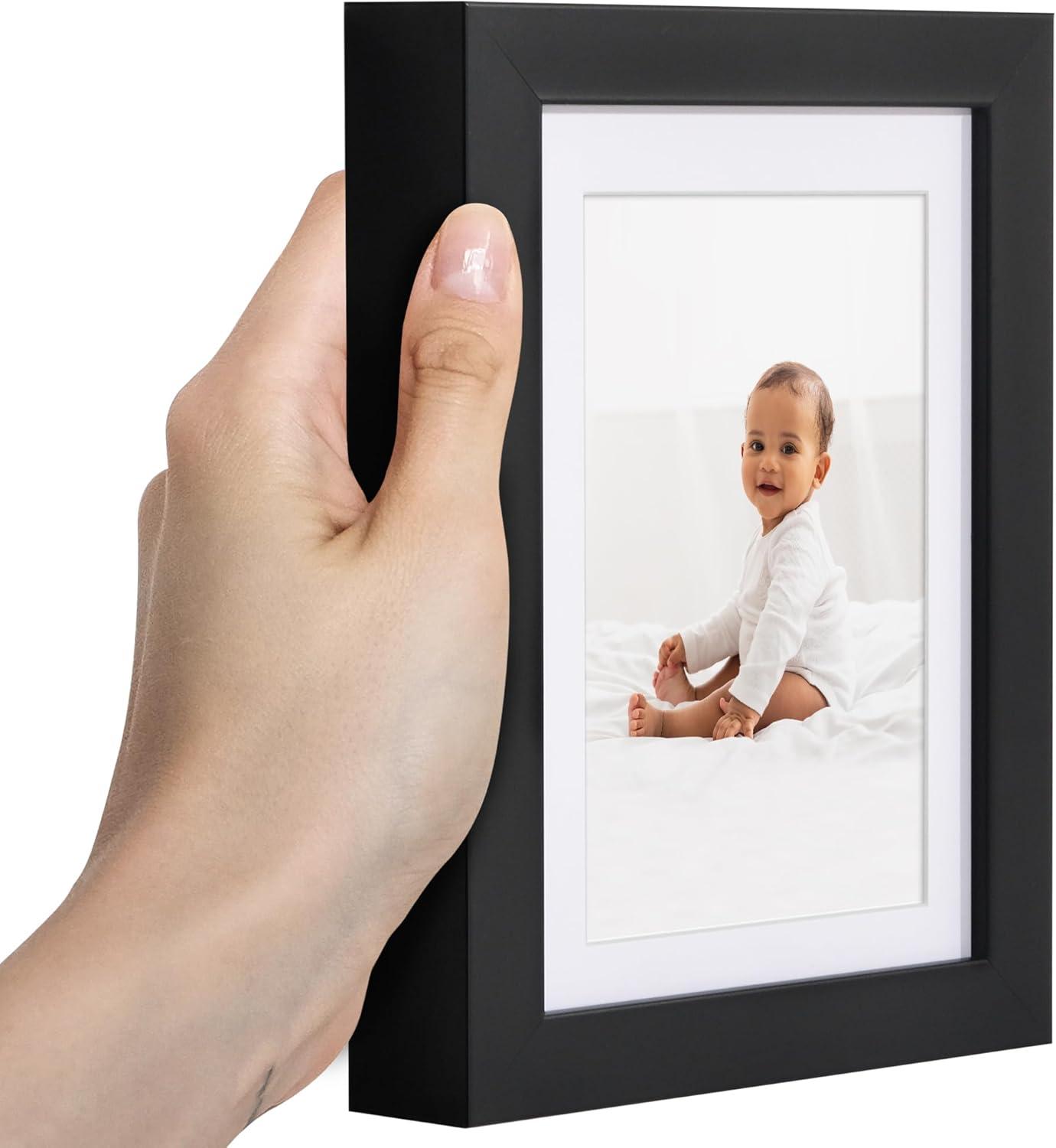 5x7 Picture Frame in Black - Deep Molding Frame for 4x6 or 5x7 Photos - Versatile Tabletop Display - Sturdy and Stylish -