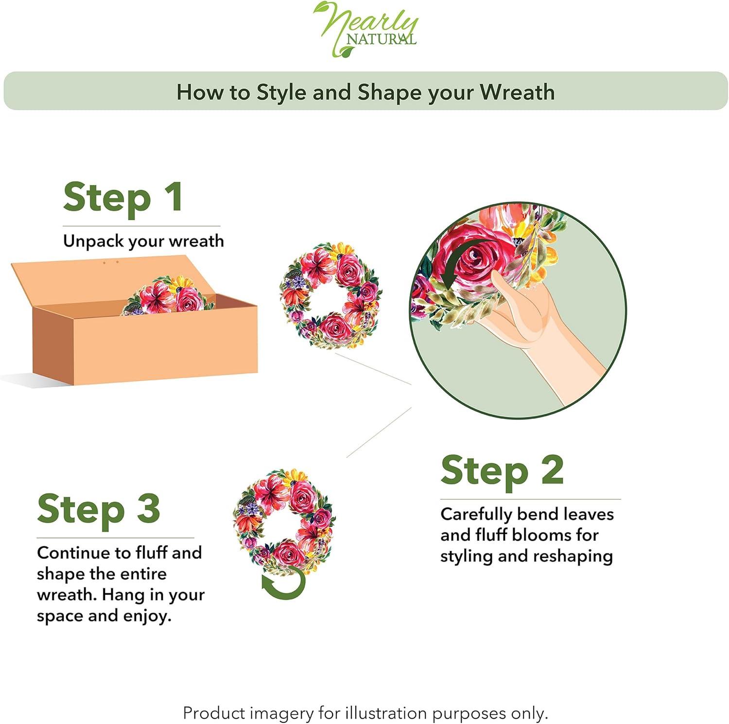 Nearly Natural 24" Peony Wreath