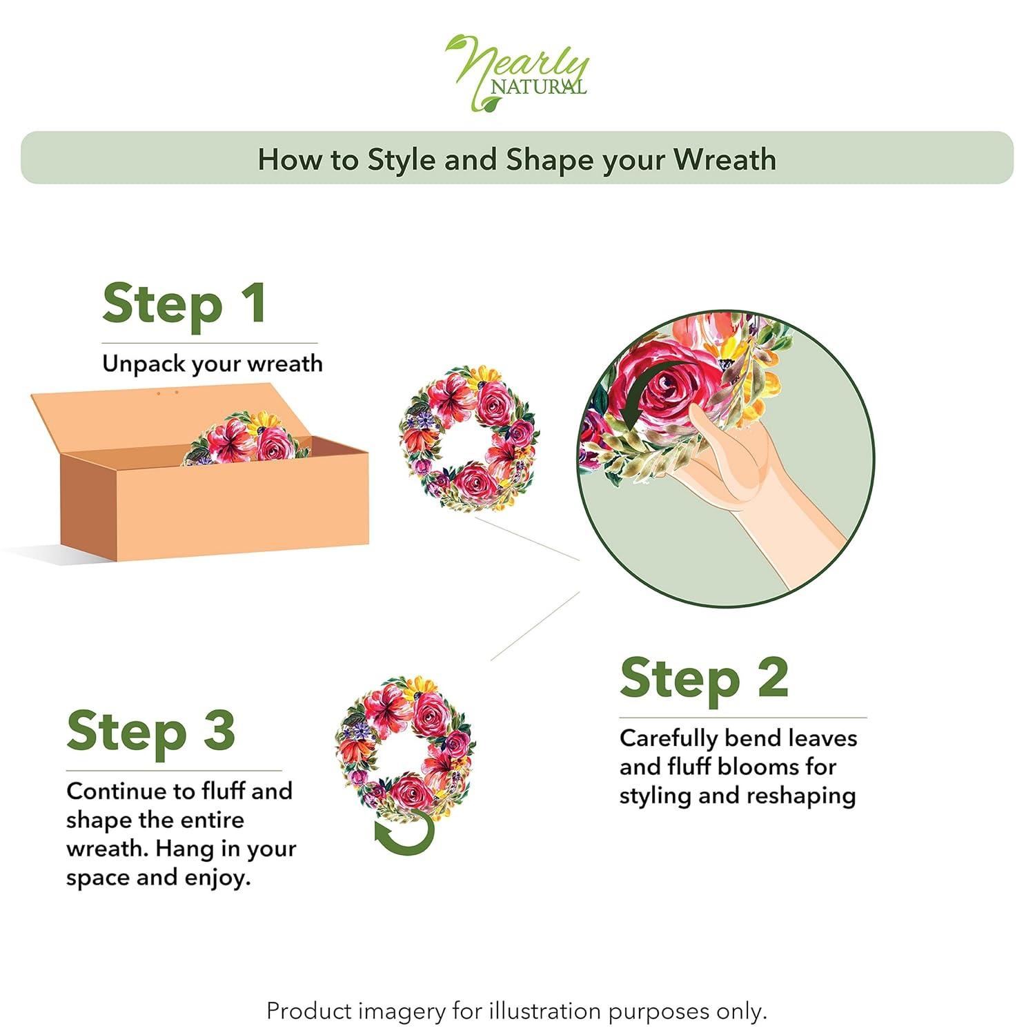 Nearly Natural 24" Peony Wreath