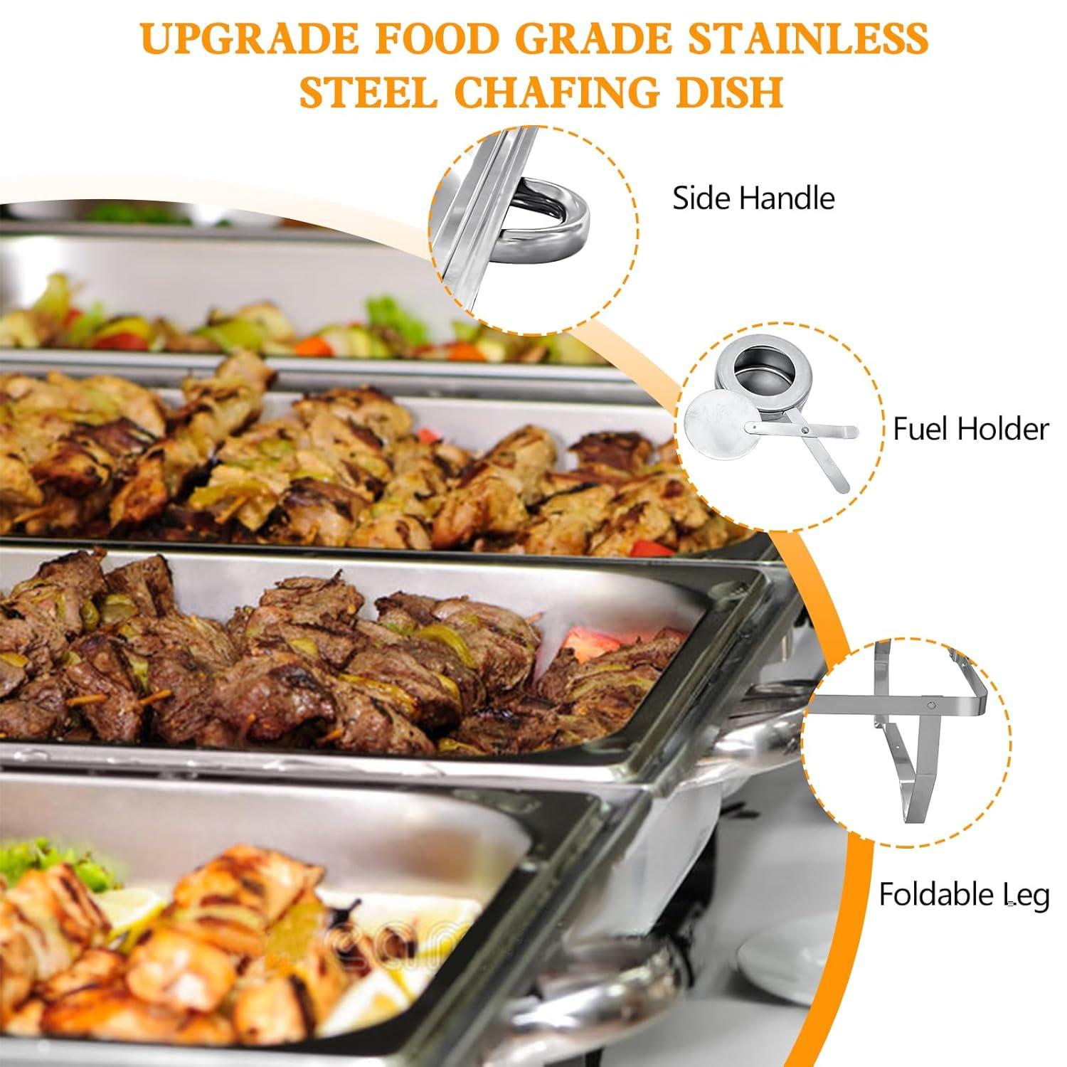 The Party Aisle™ Chafing Dishes For Buffet 4 Pack, 8 Qt Stainless Steel Chafers And Buffet Warmers Sets With Lid, Rectangle Serving Food Warmer Catering Supplies Buffet Display For Parties
