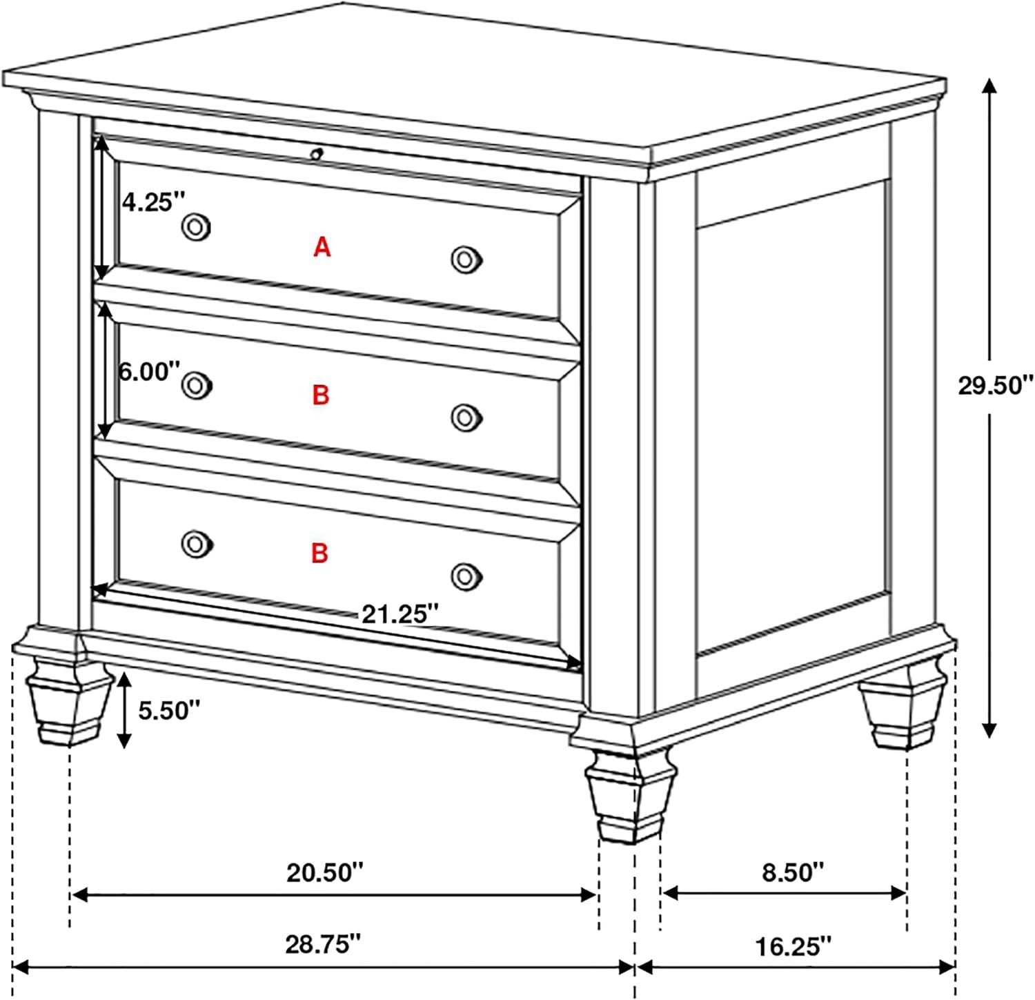 Coaster Sandy Beach Coastal 3-Drawer Wood Nightstand in White