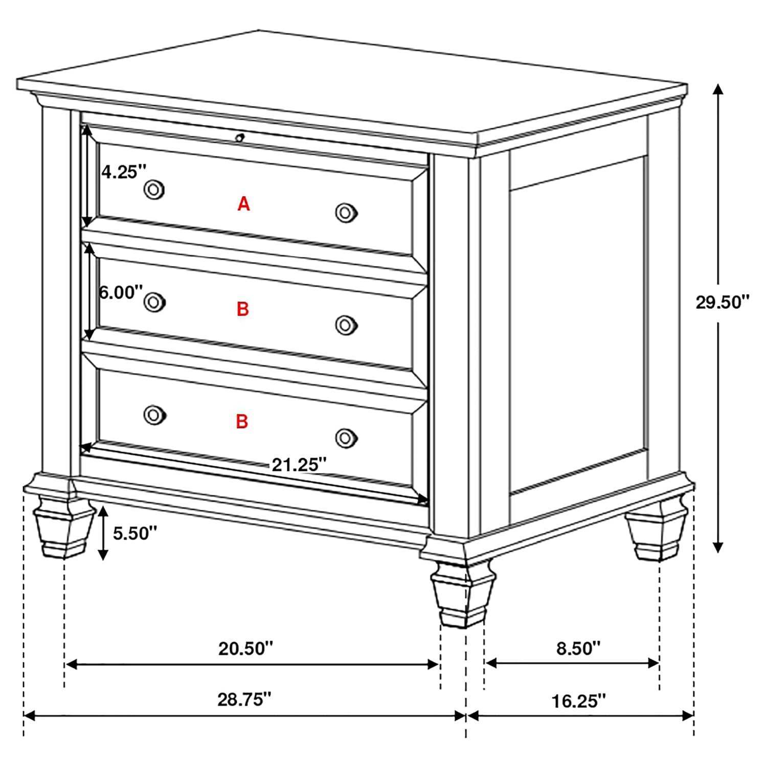 Coaster Sandy Beach Coastal 3-Drawer Wood Nightstand in White
