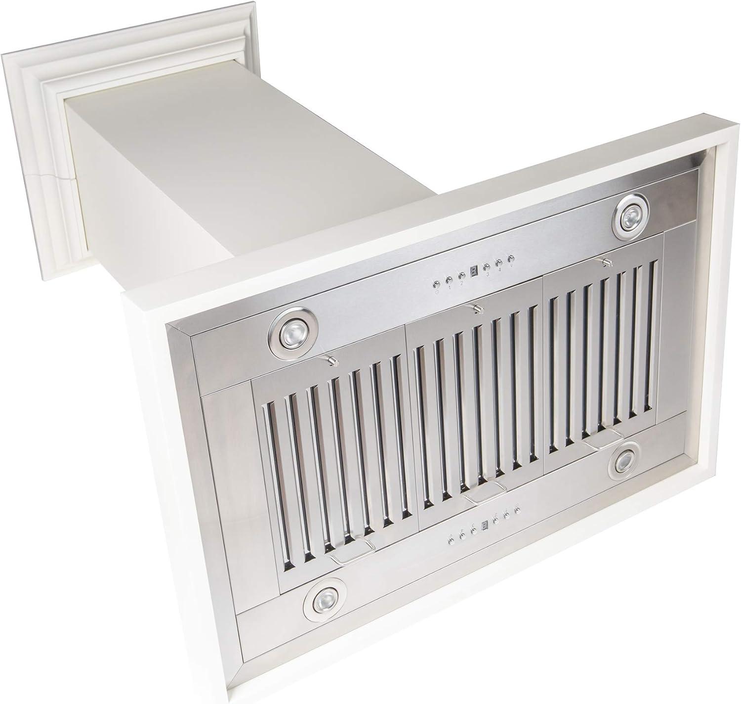 ZLINE 36 in. Wooden Island Mount Range Hood in White - Includes Motor