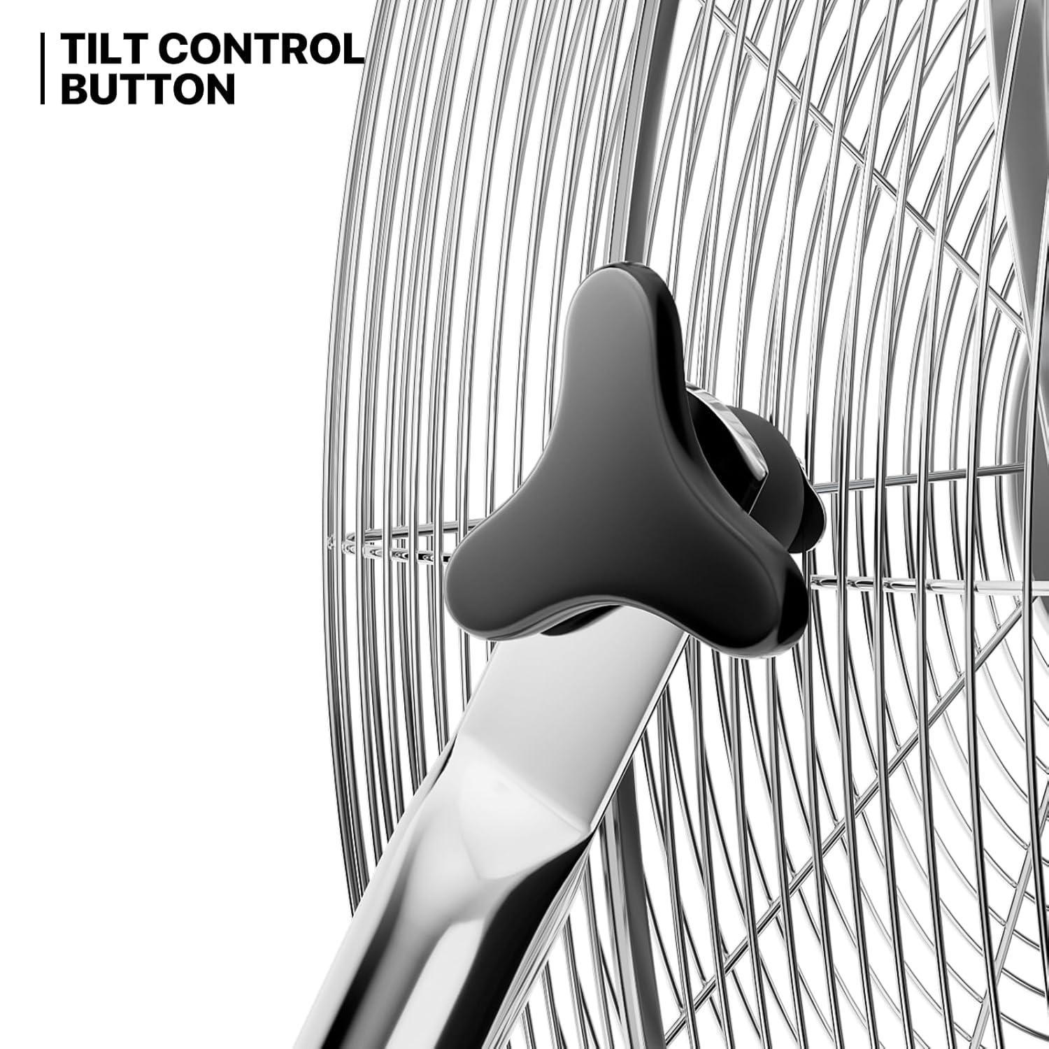 mollie 22 Inch High Velocity Floor Fan with 3 Speed Heavy Duty Metal Adjustable Tilt Portable Quiet Air Circulator for Home Garage, Workshop, Factory and Basement, 3522 CFM, Silver