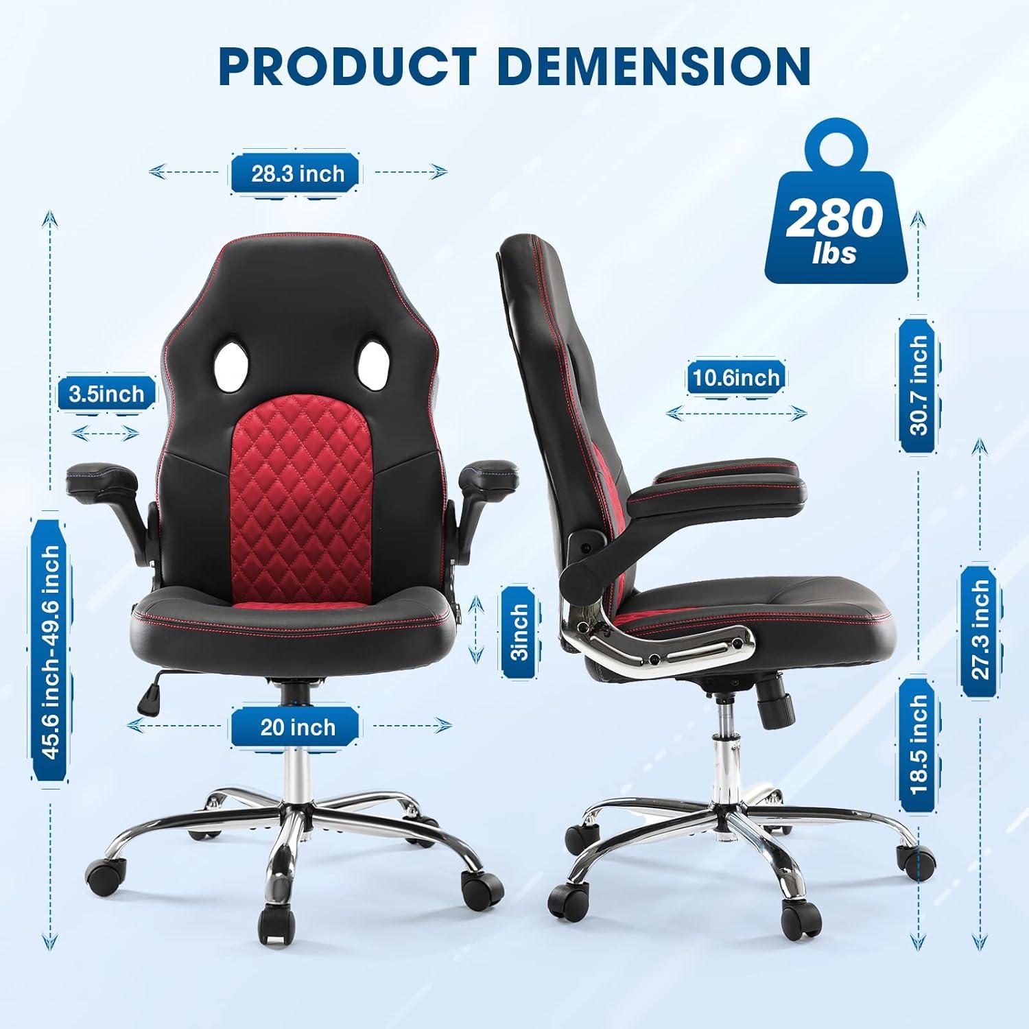 Black and Red PU Leather Ergonomic Gaming Office Chair