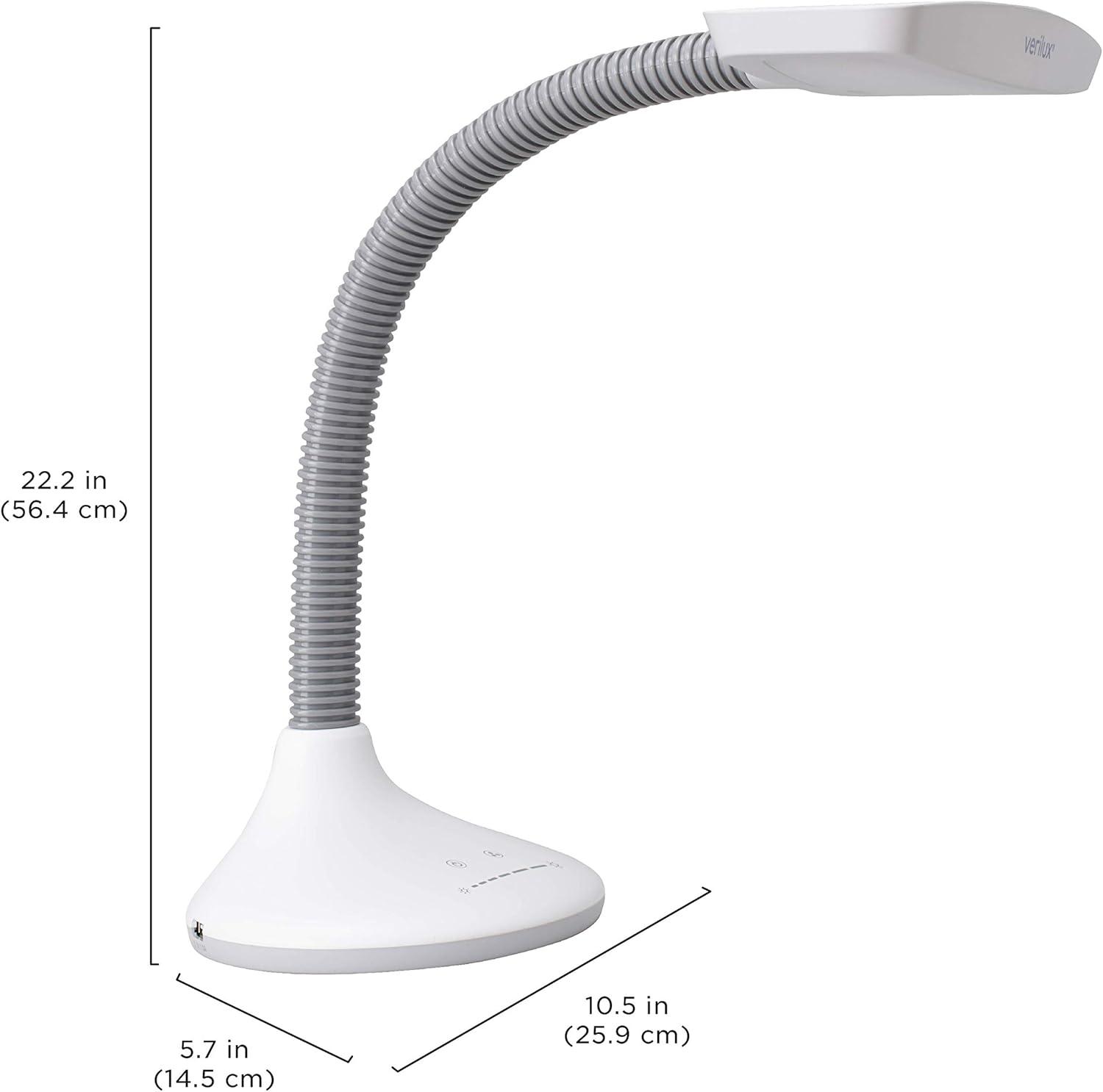 Smart Light Full Spectrum LED Desk Lamp with Adjustable Brightness (Includes LED Light Bulb) White - Verilux