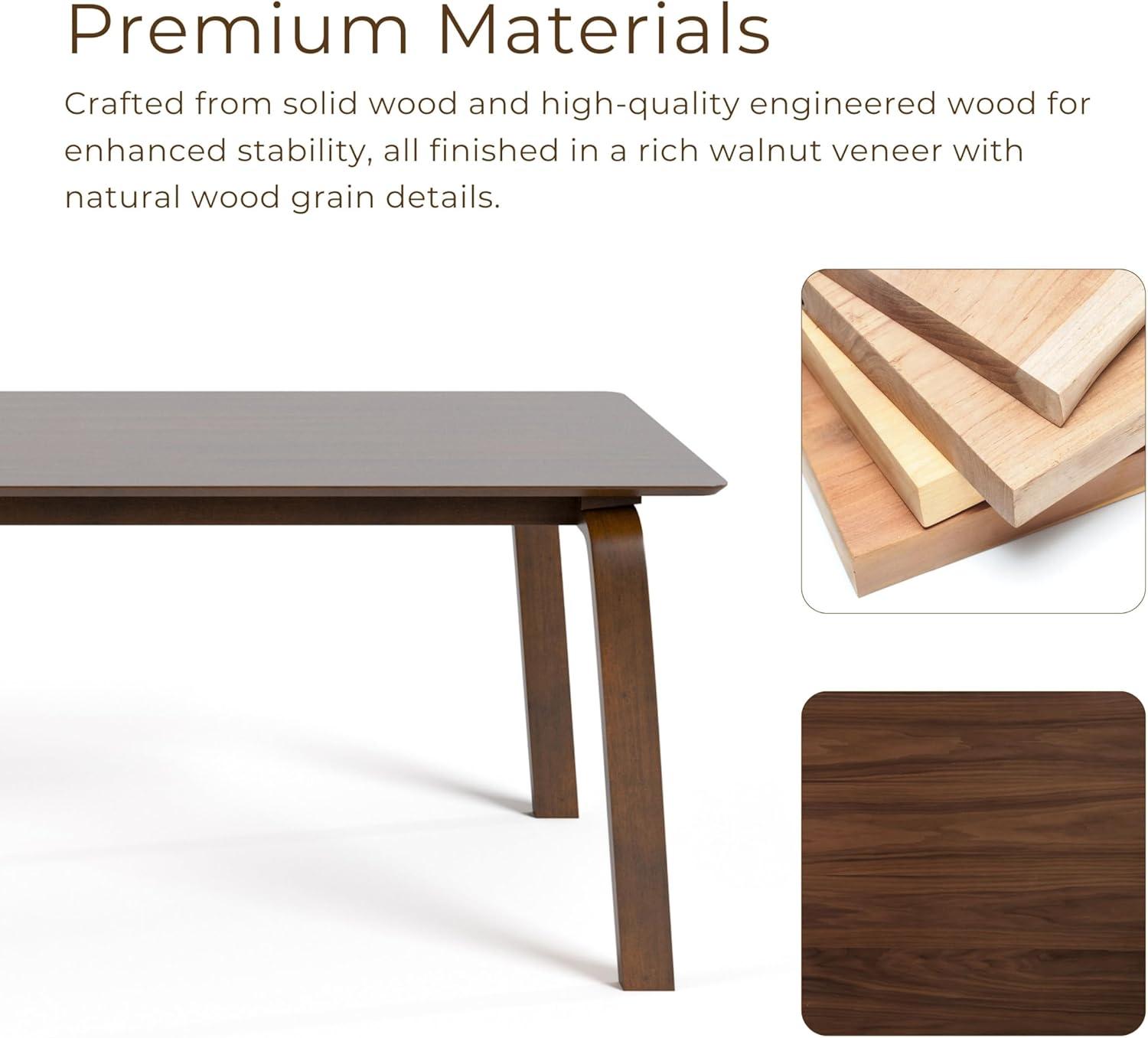 HOMES: Inside + Out 71" Forest Wisp Mid-Century Modern Rectangle Dining Table Seats 6 Walnut