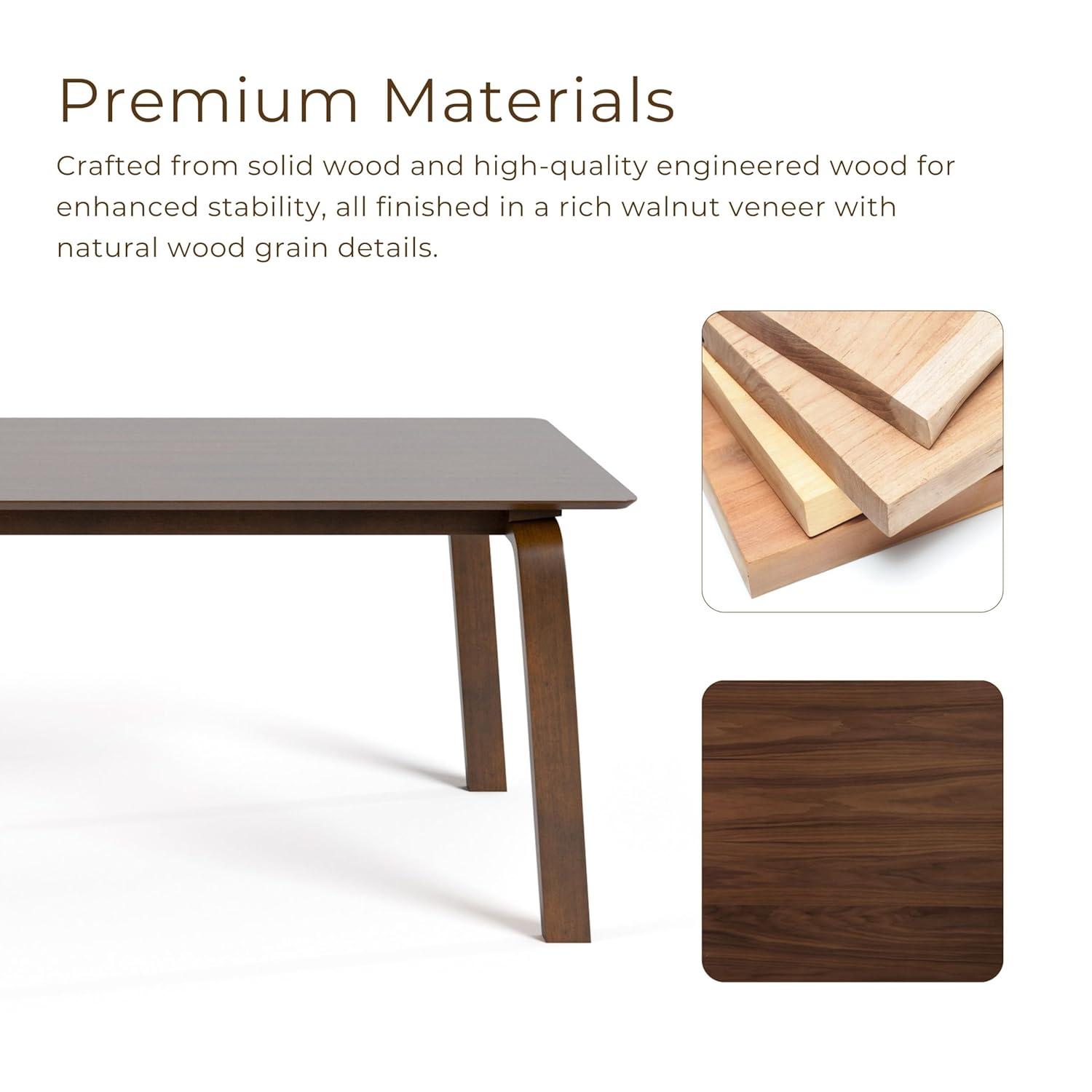 HOMES: Inside + Out 71" Forest Wisp Mid-Century Modern Rectangle Dining Table Seats 6 Walnut