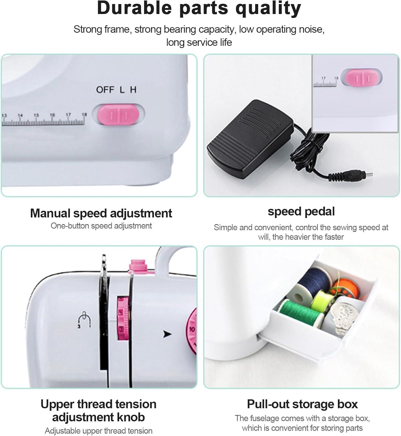 VIFERR Portable Sewing Machine, Mini Handheld Electric Sewing Machines 12 Stitches for Beginners Kids - Pink