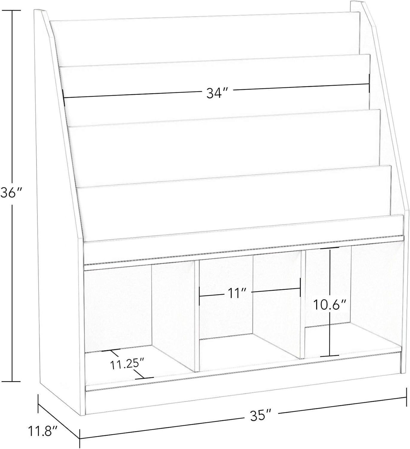 White Adjustable Kids Bookrack with Cubbies