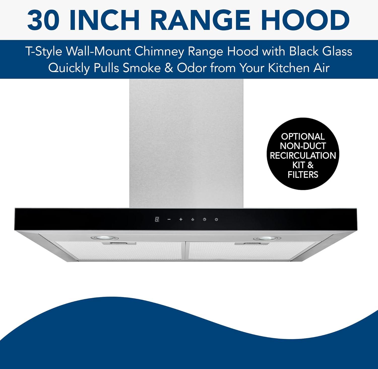 30-Inch Stainless Steel Convertible Wall-Mount Range Hood