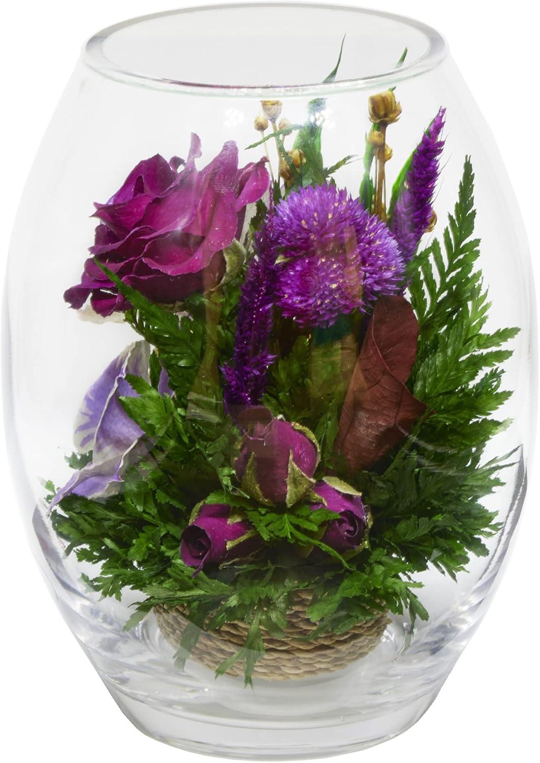 Fiora Flower Long-Lasting Roses and Orchid in a Glass Vase