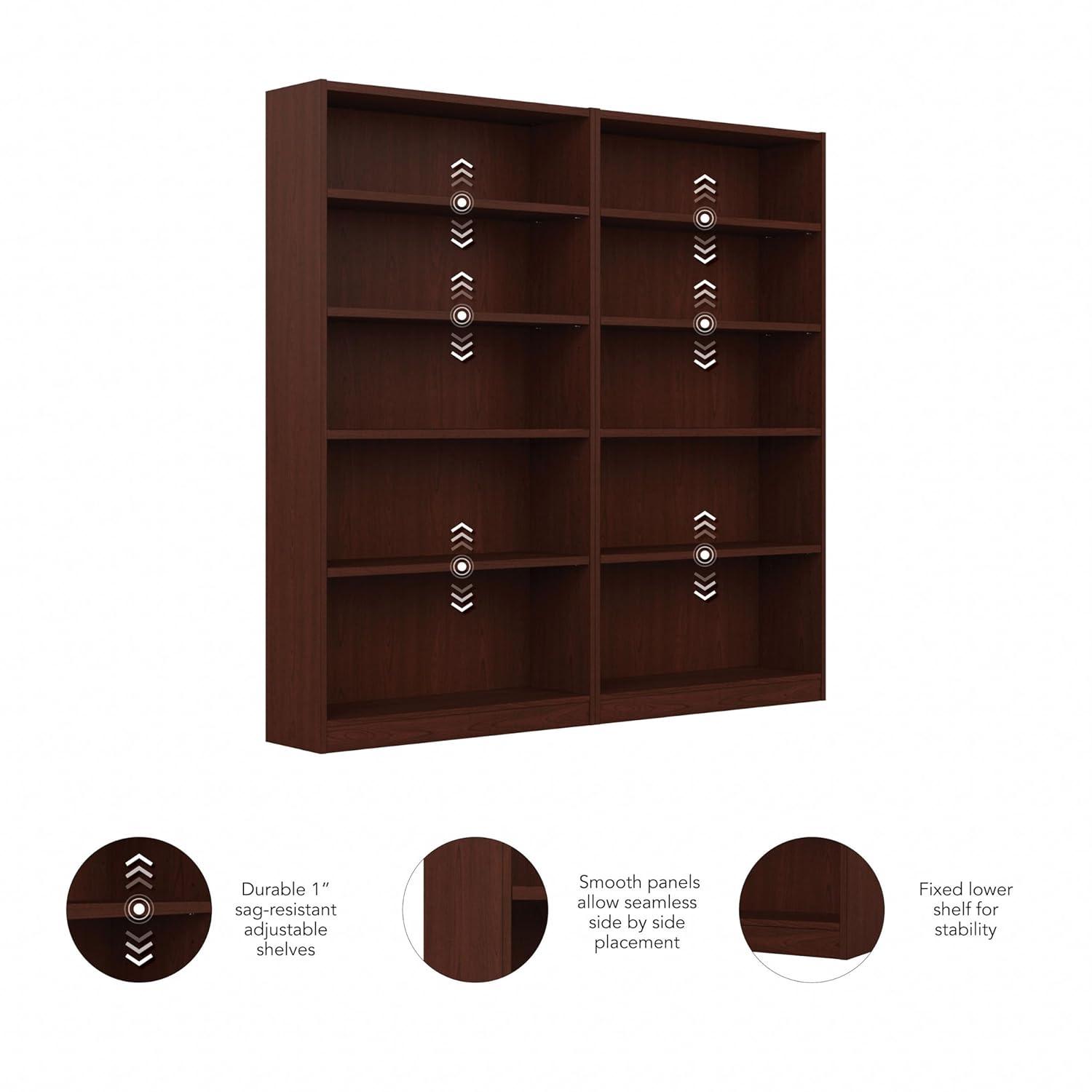 Bush Furniture Universal 5 Shelf Bookcase Vogue Cherry Set of 2 UB003VC