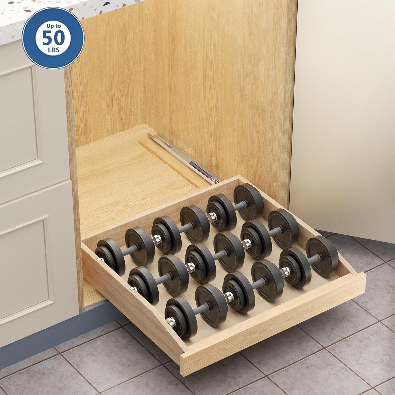 LOVMOR 2 Tier Pull Slide Out Cabinet Organizer 13 Inch x 21 inch, Cabinet Drawer Organizer with U Bracket