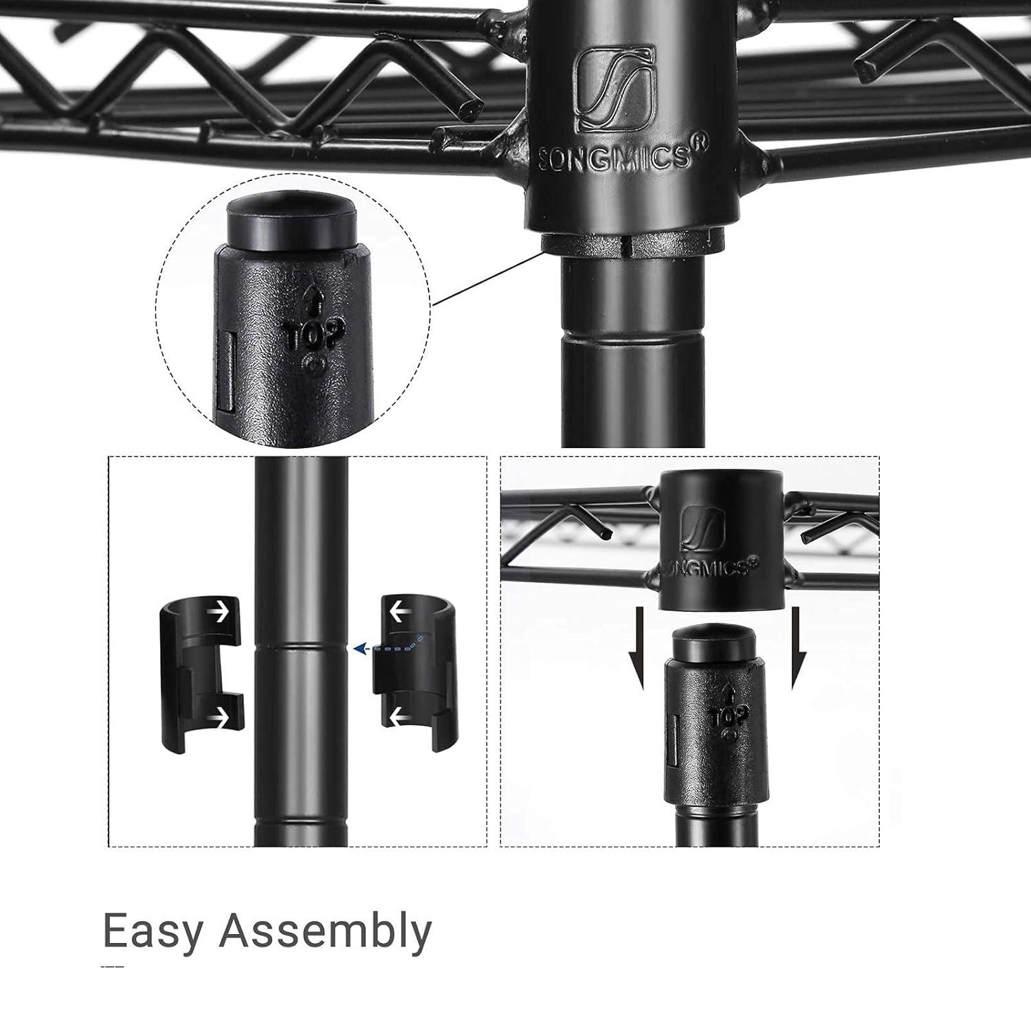 SONGMICS 3 Tier Wide Printer Stand with Wheels, Rolling Printer Table Cart with Metal Storage Shelf, for Home and Office, 16.1 x 12.2 x 26.8 Inches, Black ULGR303B01