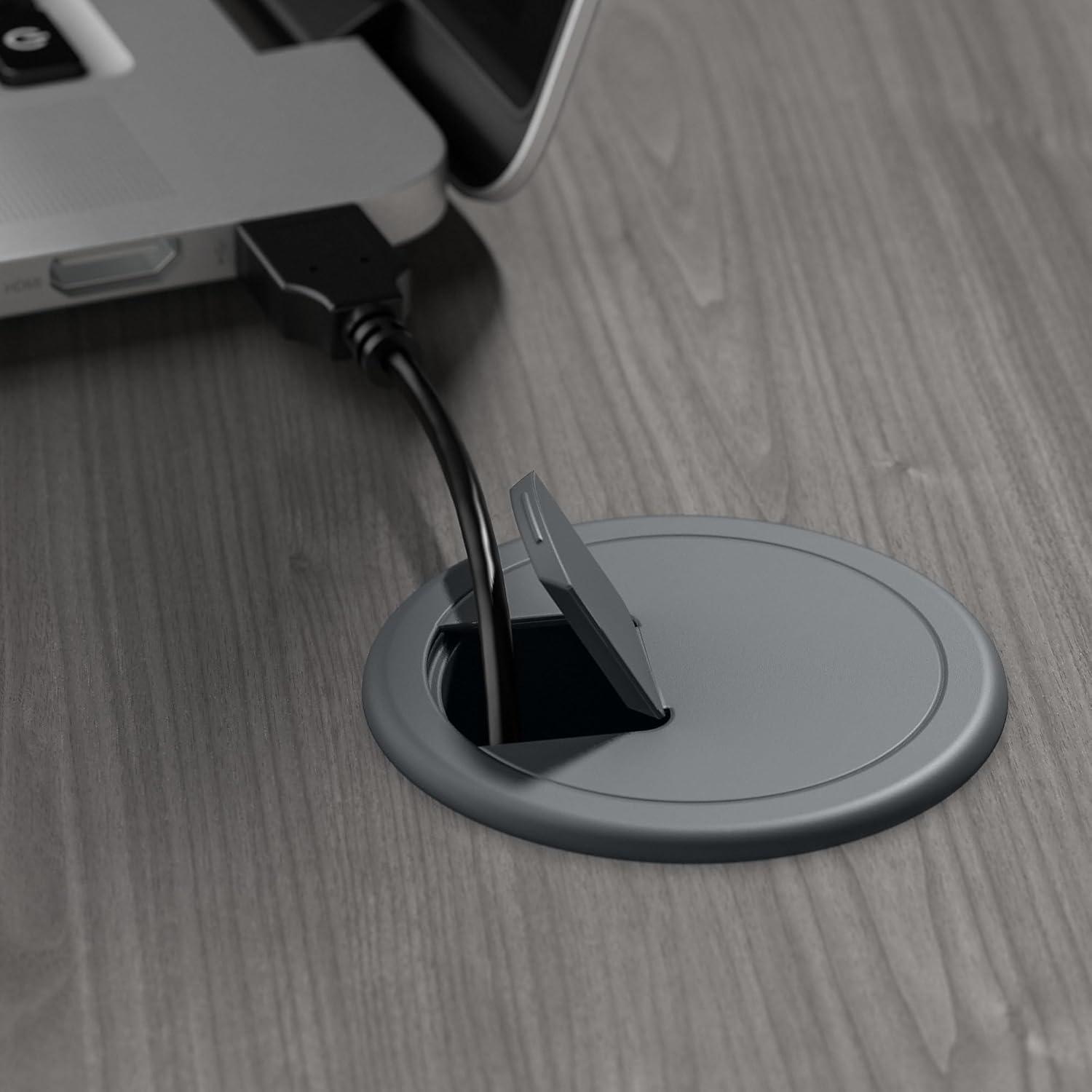 Cabot 60W Computer Desk with Hutch in Modern Gray - Engineered Wood