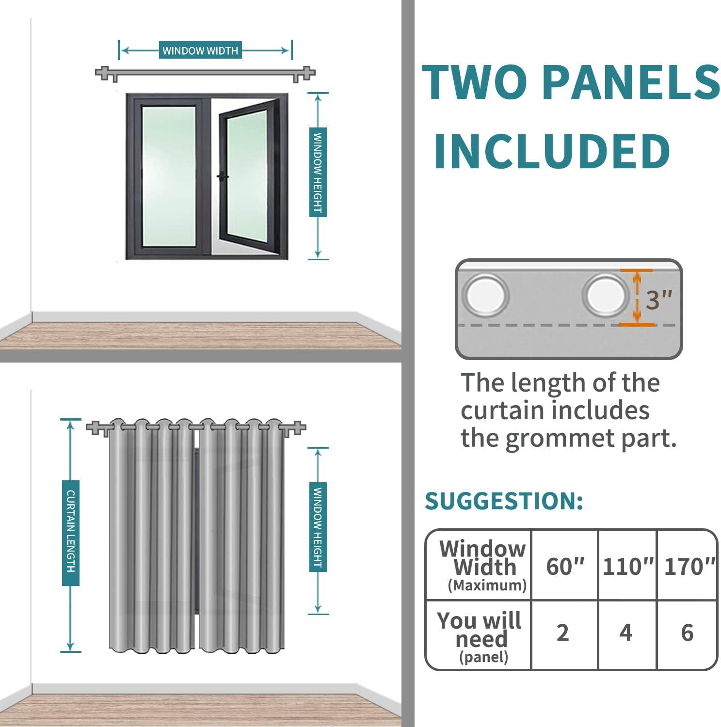 ChrisDowa Grommet Blackout Curtains for Bedroom and Living Room - 2 Panels Set Thermal Insulated Room Darkening Curtains (Dark Grey, 42 x 63 Inch)