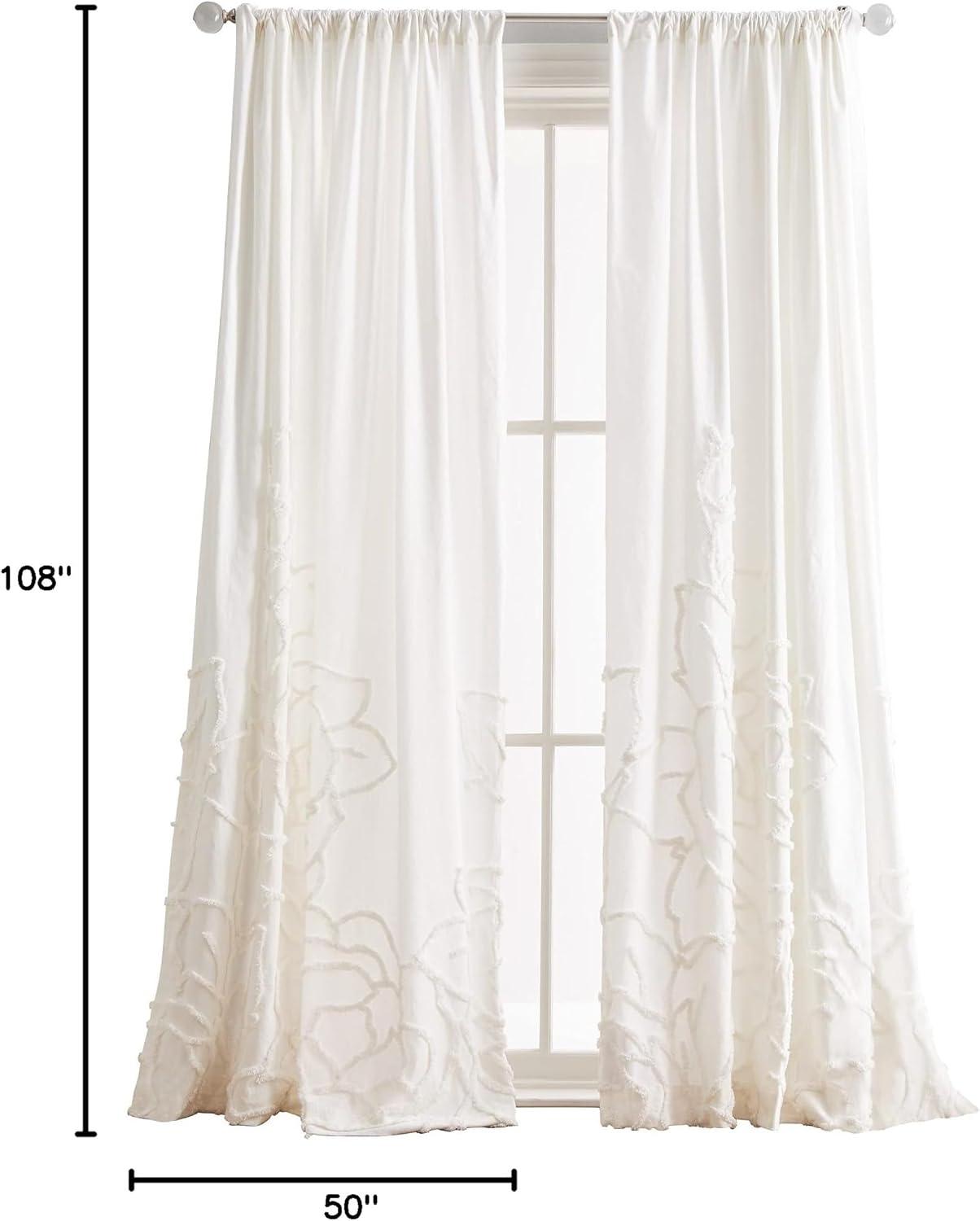 Winter White Cotton Light-Filtering Rod Pocket Curtains, 108" x 50"