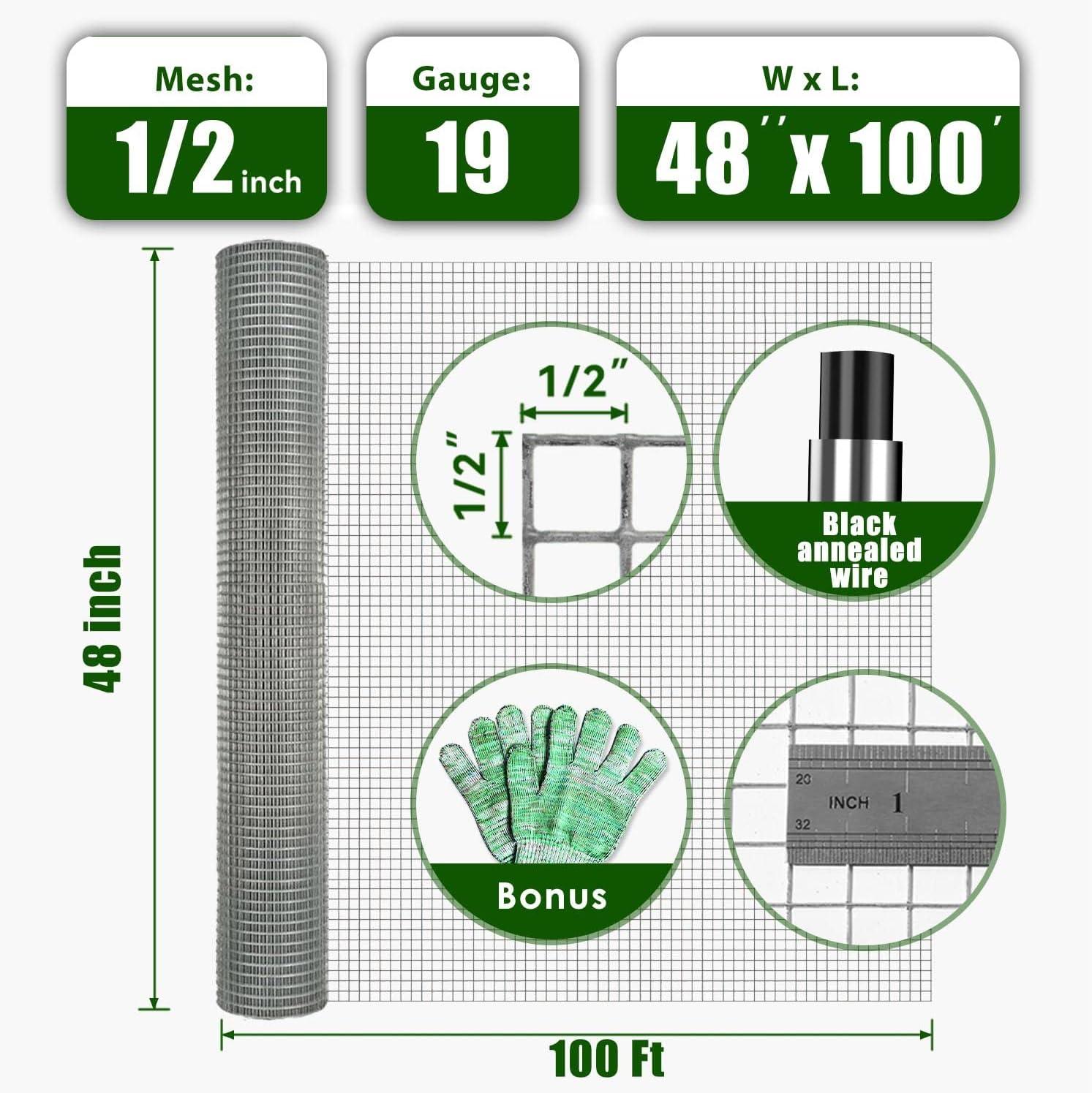 48-inch x 100-foot Galvanized Steel Mesh Garden Fence