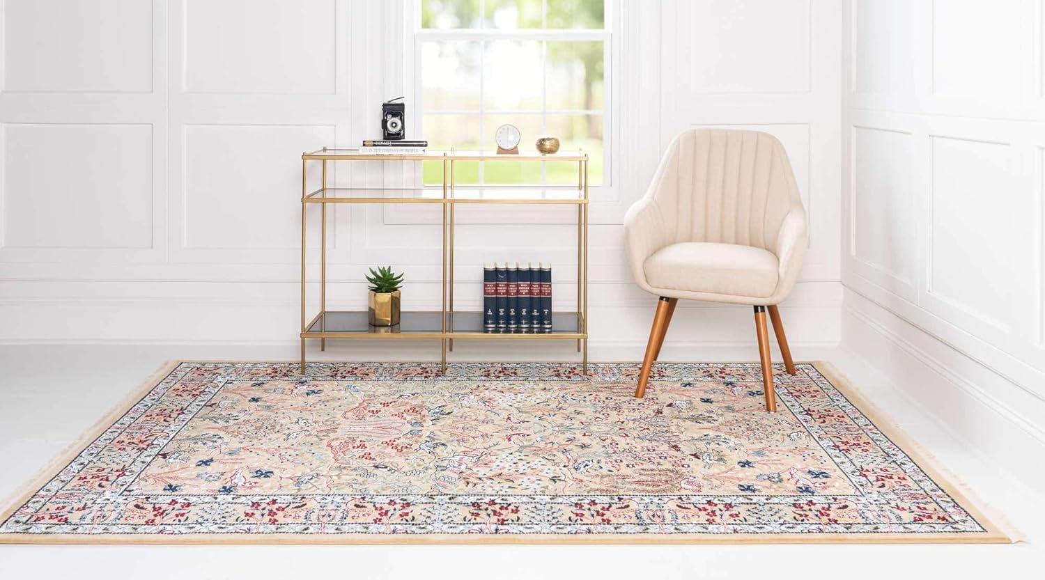 Unique Loom Narenj Collection Area Rug - Bristol (5' 1" x 8' Rectangle Beige/Blue)