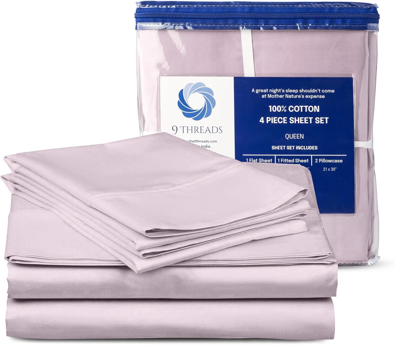 King Lilac Egyptian Cotton Sateen Bed Sheet Set