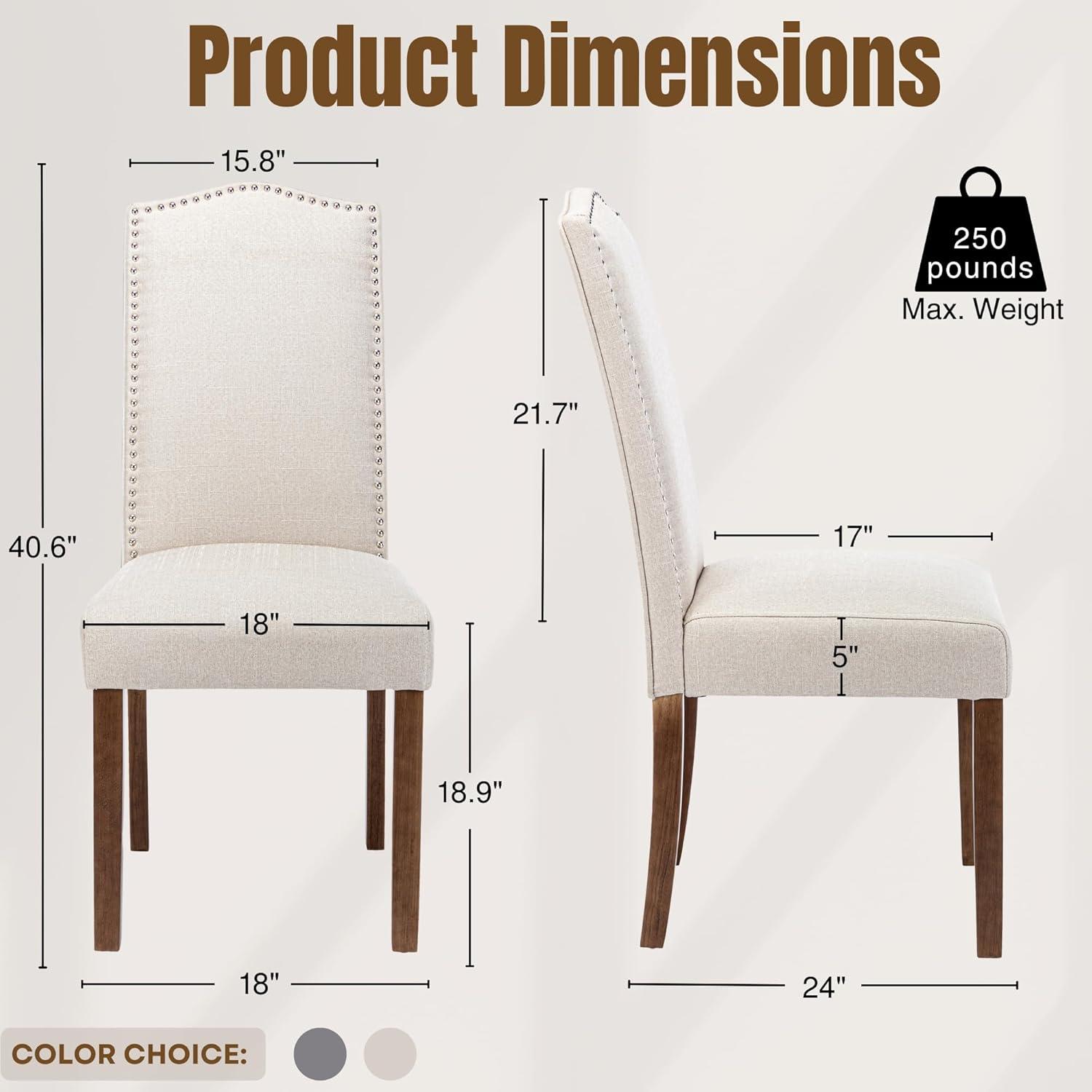 wOod-it Elegant Upholstered Leather Dining Chair with Parsons Nailhead Trim and Wood Legs for Living Room Fine Dining Restaurant,Cream（2PCS）