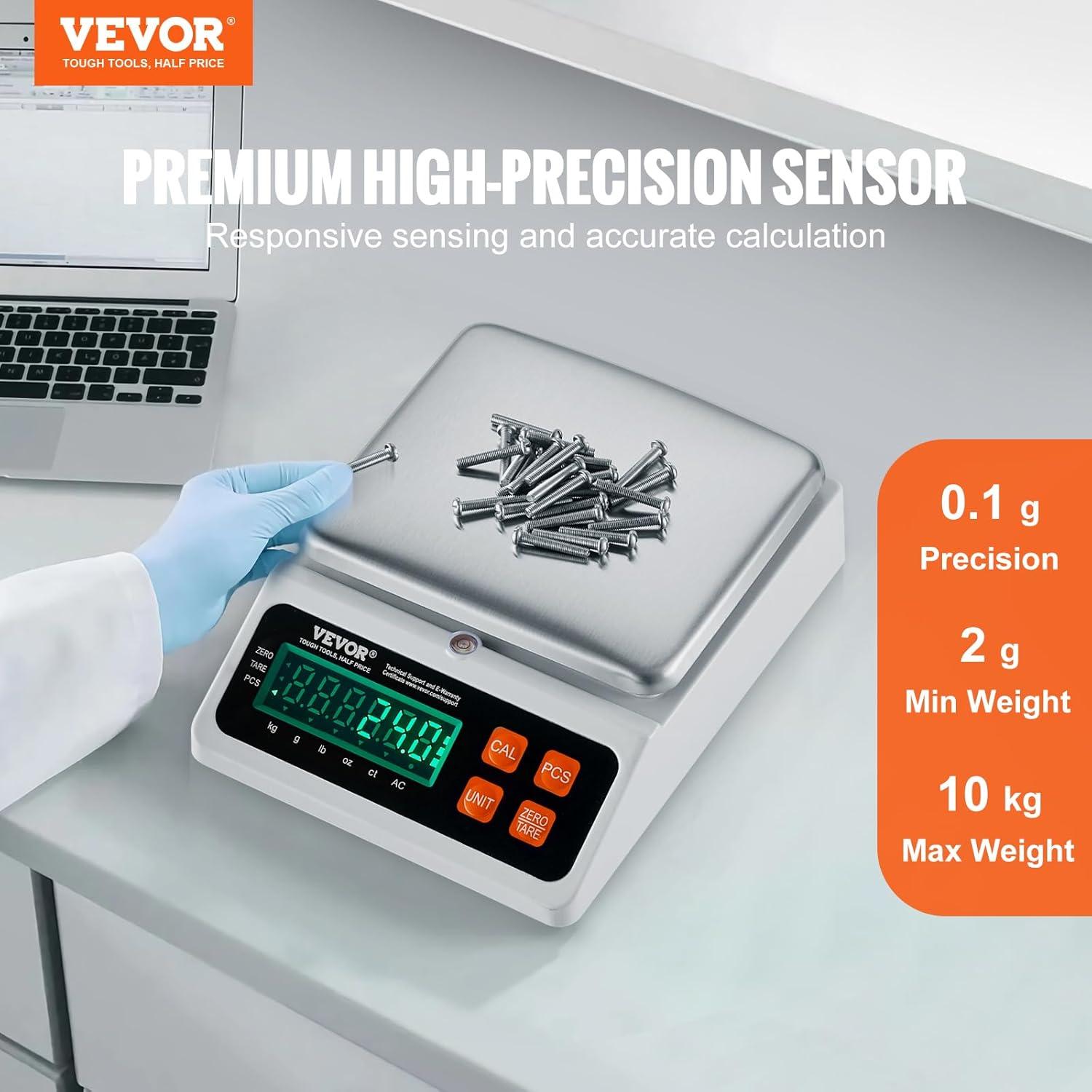 VEVOR 10 kg Capacity Digital Counting Scale with Stainless Steel Pan