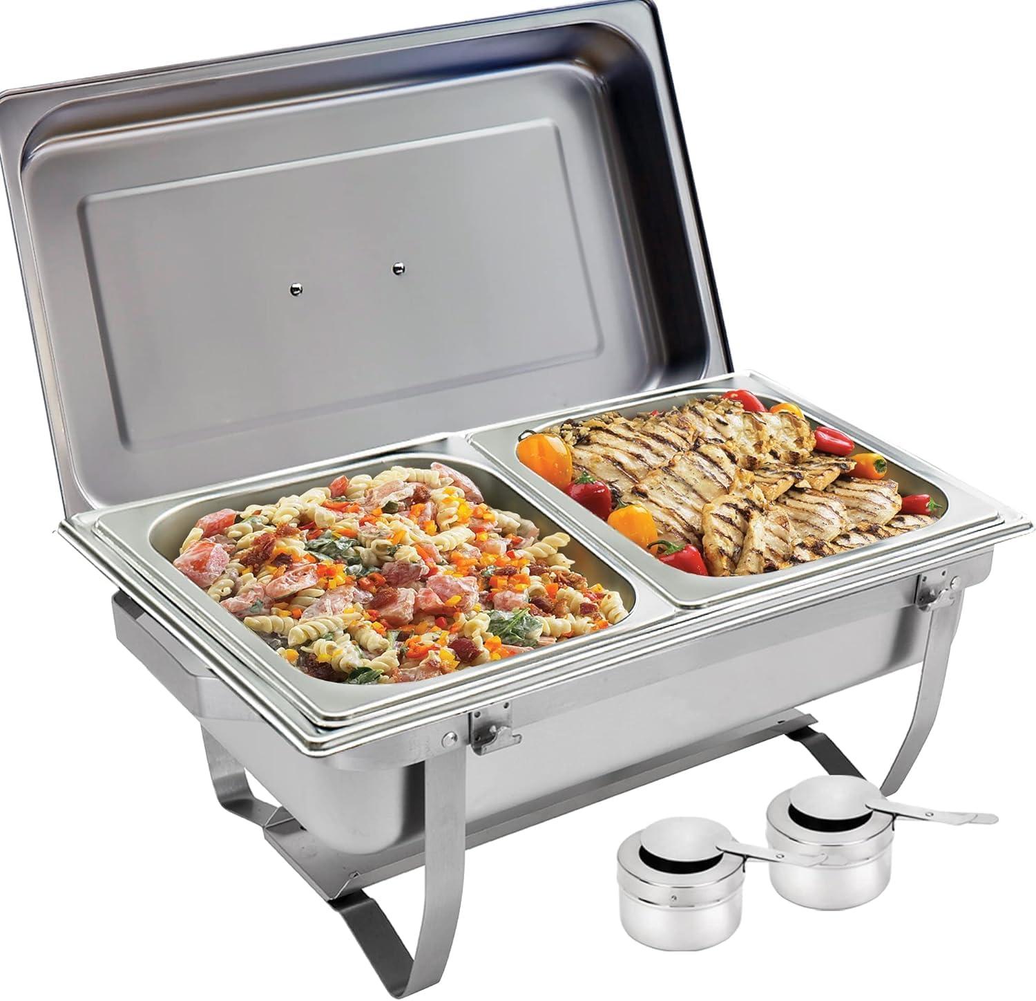 Sterno Buffet Kit Foldable Chafing Dish Buffet Set - Chafing Dishes for Buffet & Catering Food Warmers - Catering Supplies & Food Warming Trays for Buffet Party - 8-Piece Chafing Dish Set