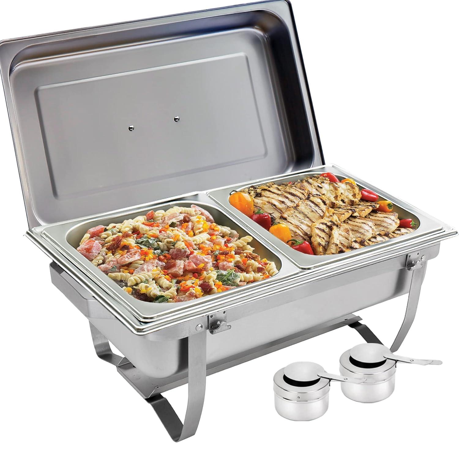 Sterno Buffet Kit Foldable Chafing Dish Buffet Set - Chafing Dishes for Buffet & Catering Food Warmers - Catering Supplies & Food Warming Trays for Buffet Party - 8-Piece Chafing Dish Set