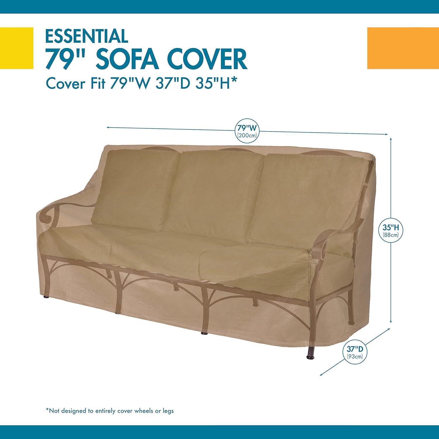 Essential Beige Water-Resistant Patio Sofa Cover, 79 Inch