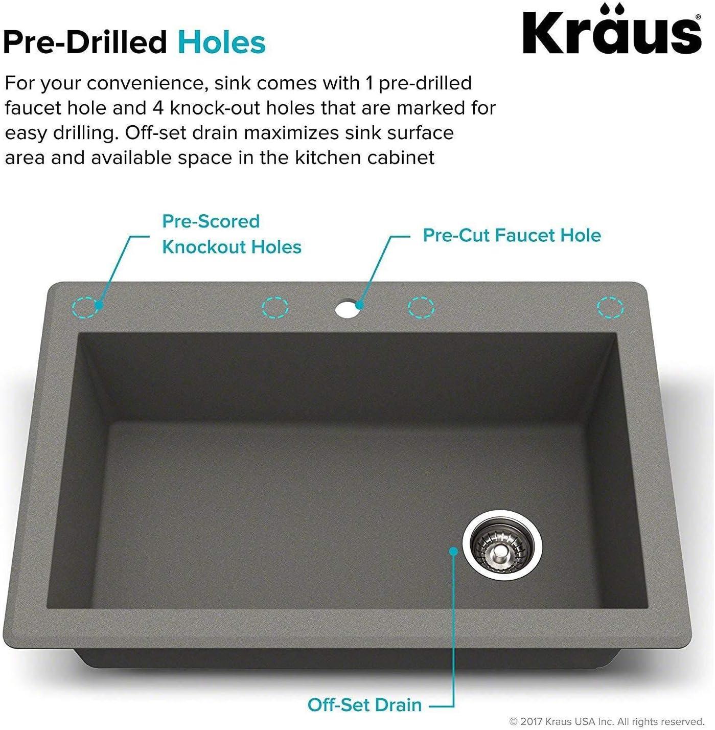 KRAUS Forteza™ 33" L Dual Mount Single Bowl Granite Kitchen Sink