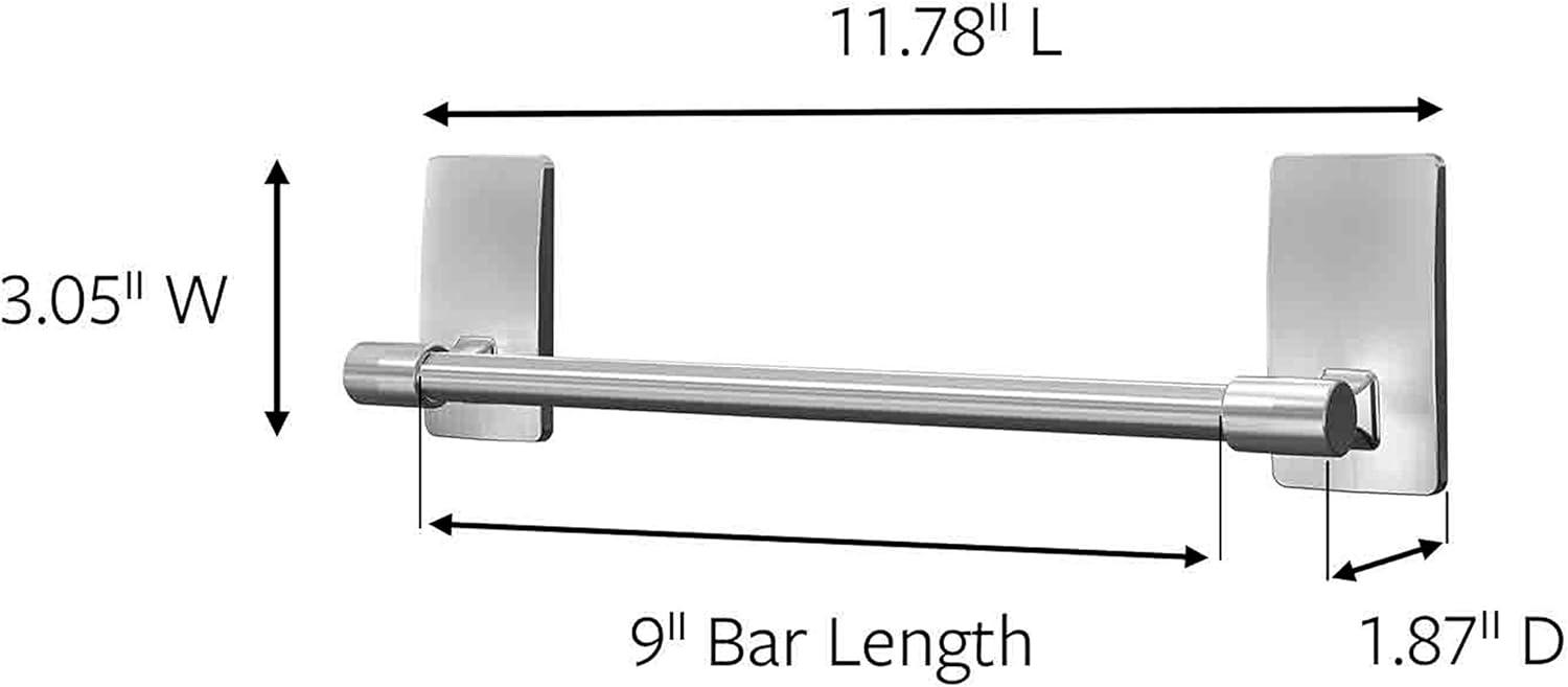 Command Towel Bar Nickel: Metal Bathroom Hardware Set, Nickel-Plated Finish, No Drill Installation