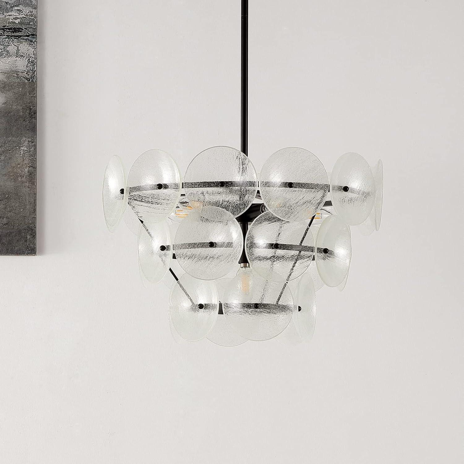 Landreth Chandelier - Black/Clear - Safavieh.