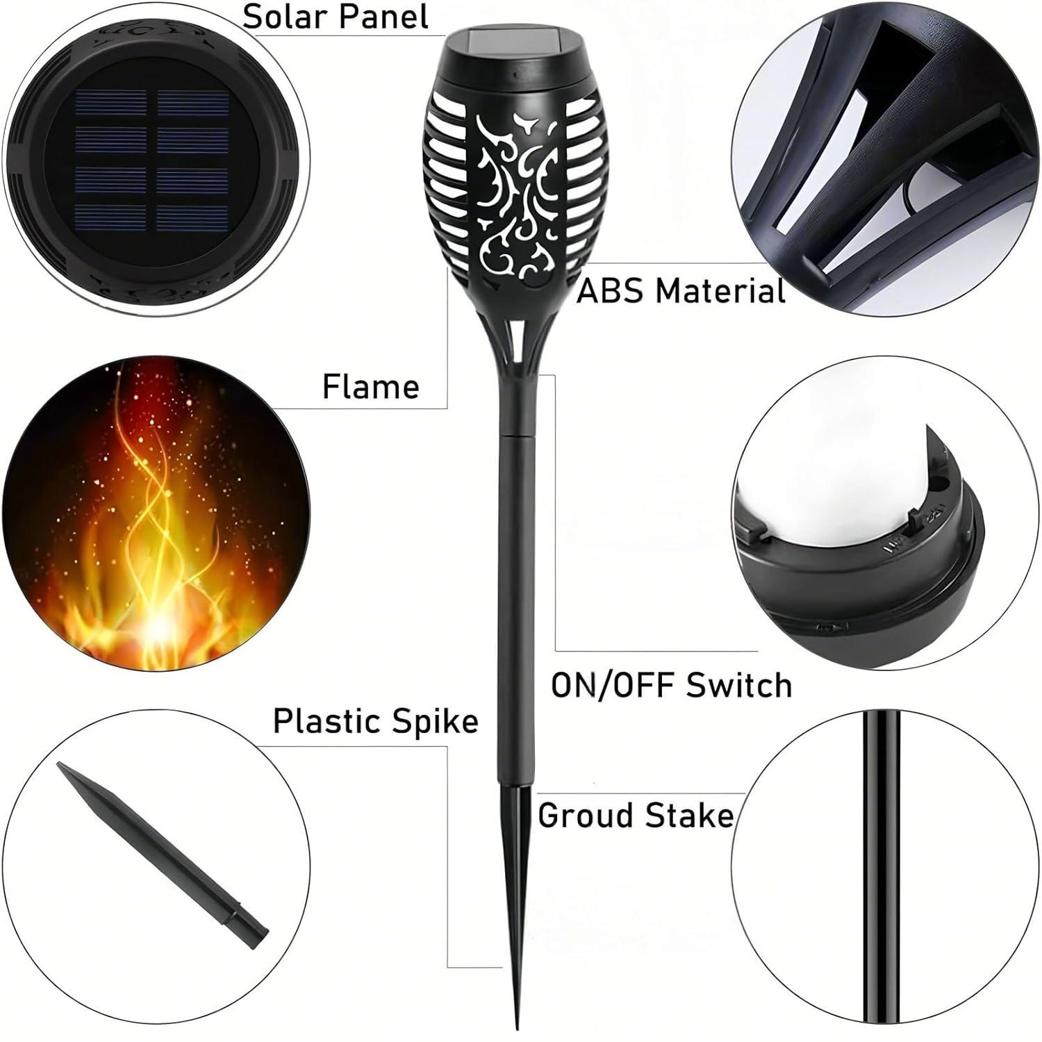 4 Pack Solar Lights Outdoor, Solar Torch Lights Outdoor Flickering Flame for Outdoor Decorations, Waterproof Garden Light Solar Powered , Torches Flame Light for Outside Yard Patio Lawn Garden Decor