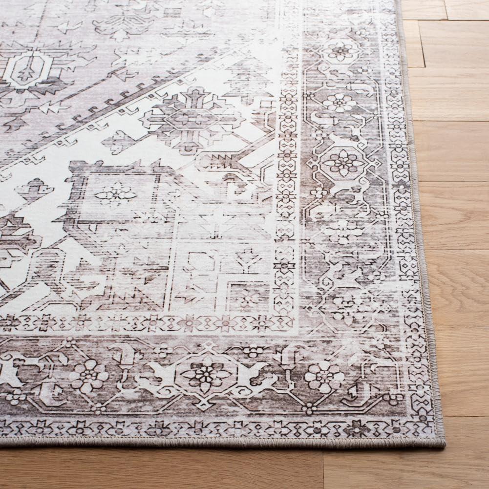 SAFAVIEH Tucson Jayla Oriental Machine Washable Area Rug, Sage/Ivory, 6' x 8'