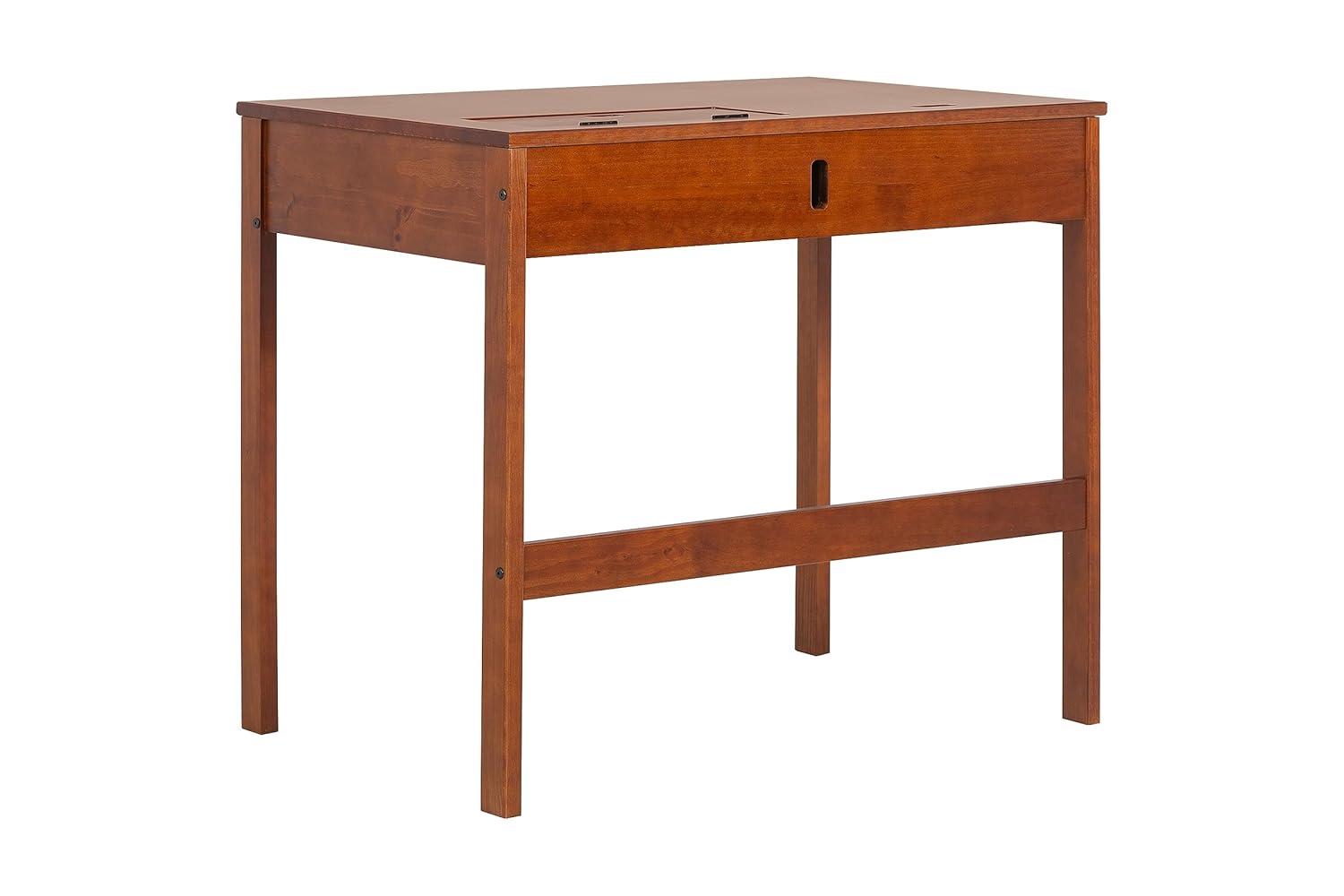 Memomad Bali Modern Home Office Desk with Drawer and Smart Storage for All Ages (35in Width, Caramel Brown Wood)