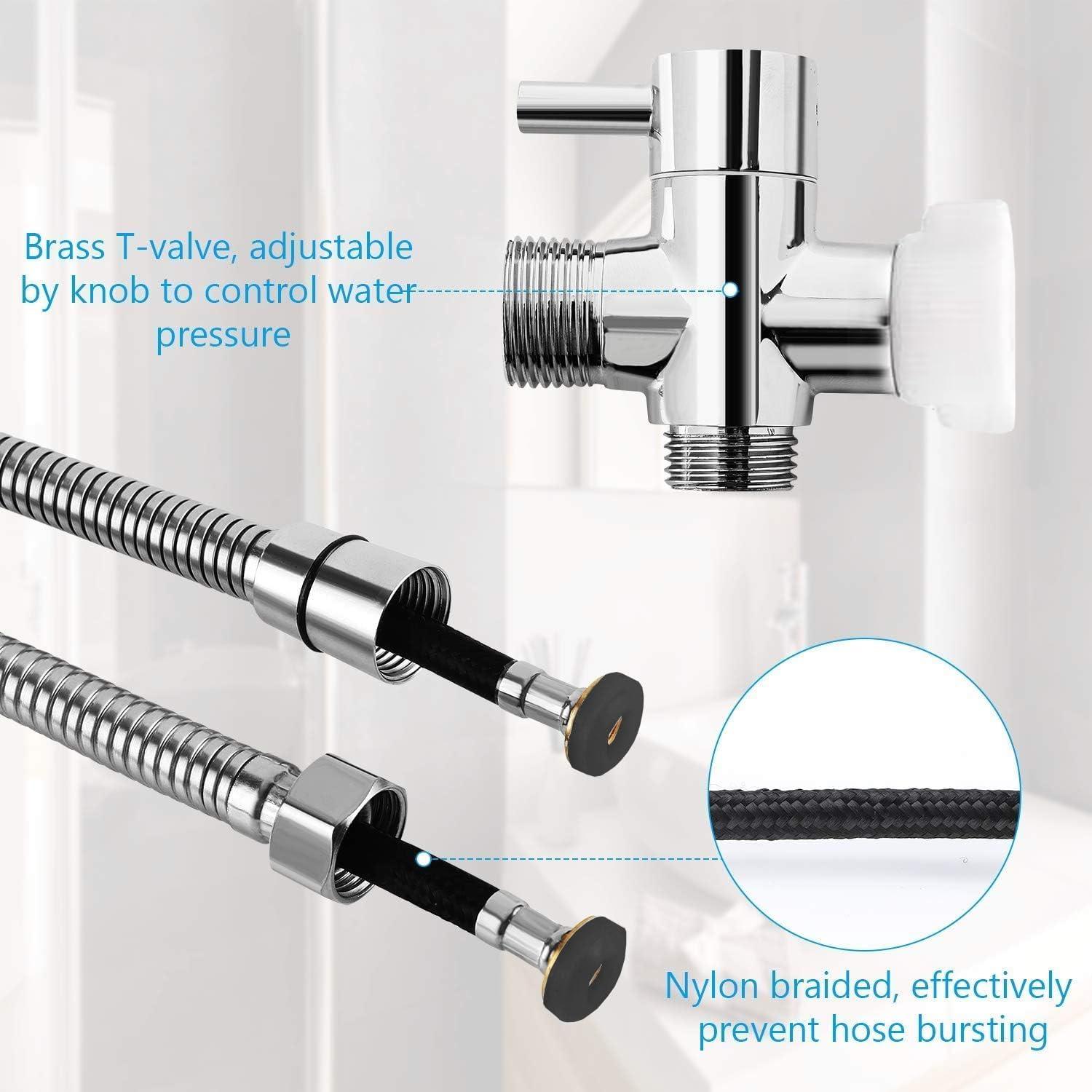 Handheld Bidet Sprayer for Toilet, Premium Stainless Steel Bathroom Bidet Sprayer Set with Anti-Leaking Hose & 2 Water Pressure, Ideal for Feminine Wash, Cloth Diaper Cleaning, Baby Wash & Pets Shower