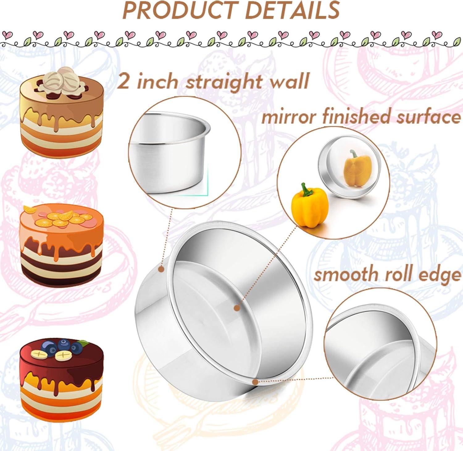 4 Inch Small Cake Pan Set of 4, VeSteel Stainless Steel Baking Round Cake Pans Tins Bakeware for Mini Cake Pizza, Quiche, Non Toxic & Healthy, Leakproof & Easy Clean, Mirror Finish & Easy Releasing