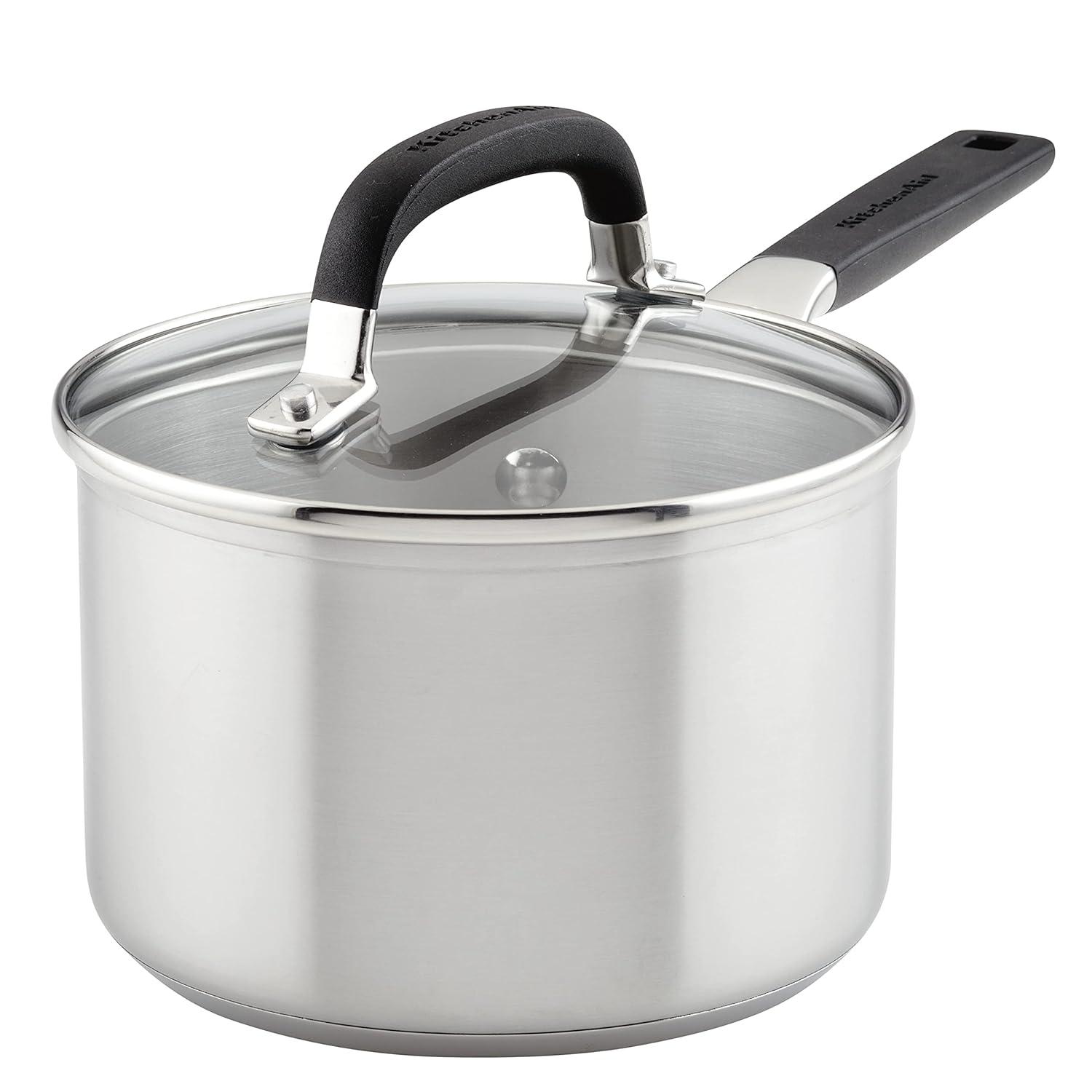 KitchenAid® KitchenAid Stainless Steel Induction Sauce Pan with Measuring Marks and Lid, 2 Quart