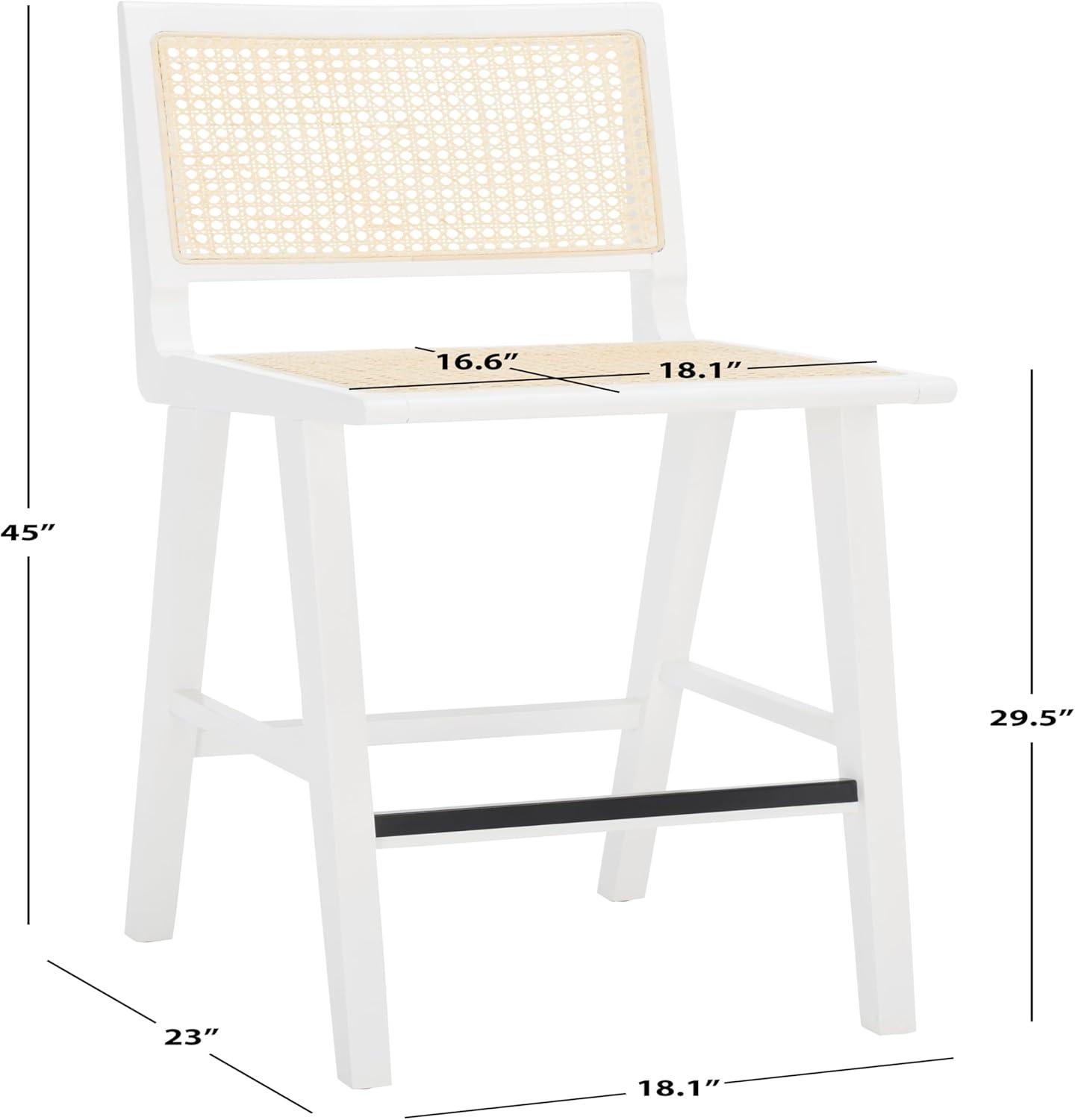 Hattie French Cane 45" Barstool in White & Natural Ash Wood