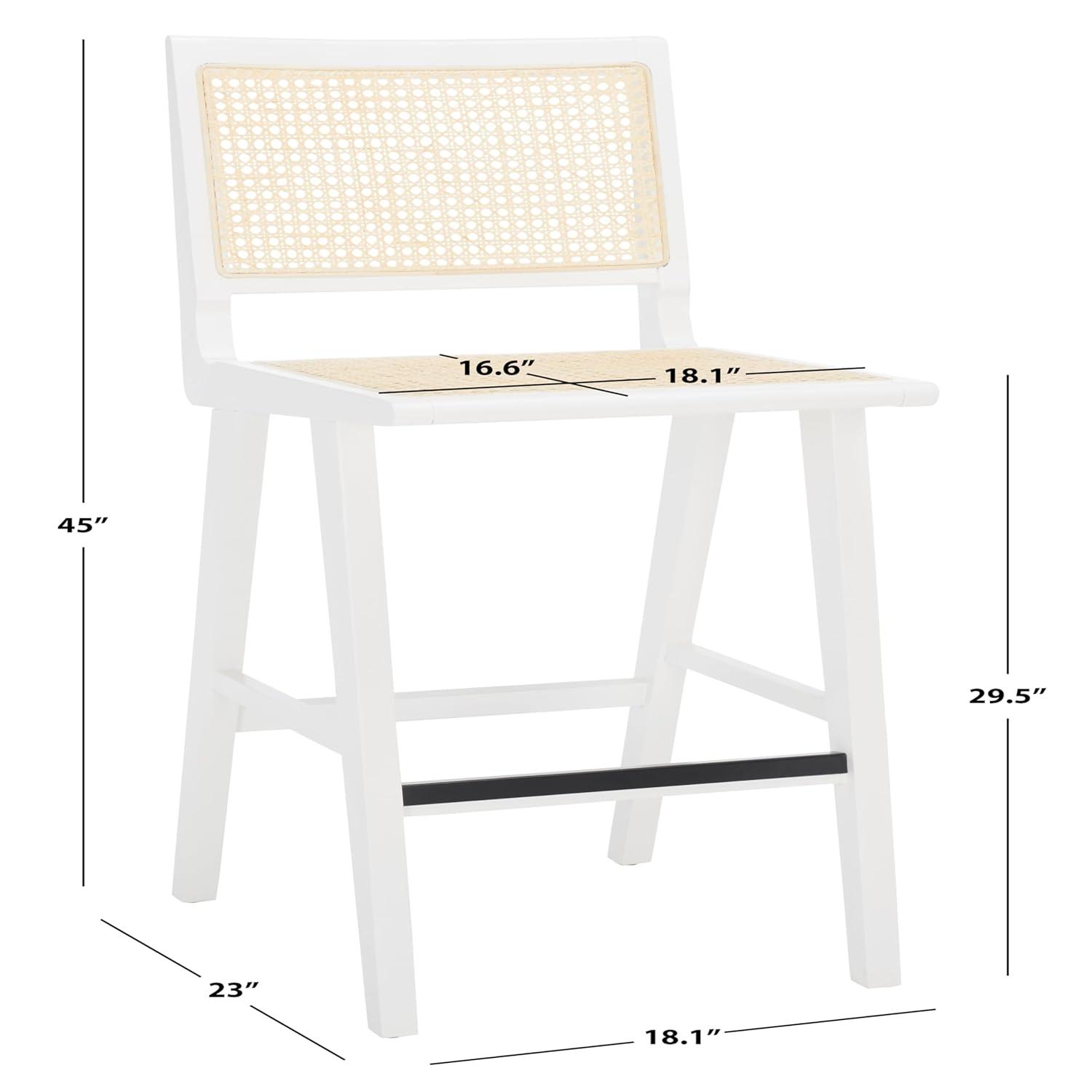 Hattie French Cane Barstool - SFV4140 - White/Natural - Safavieh Couture