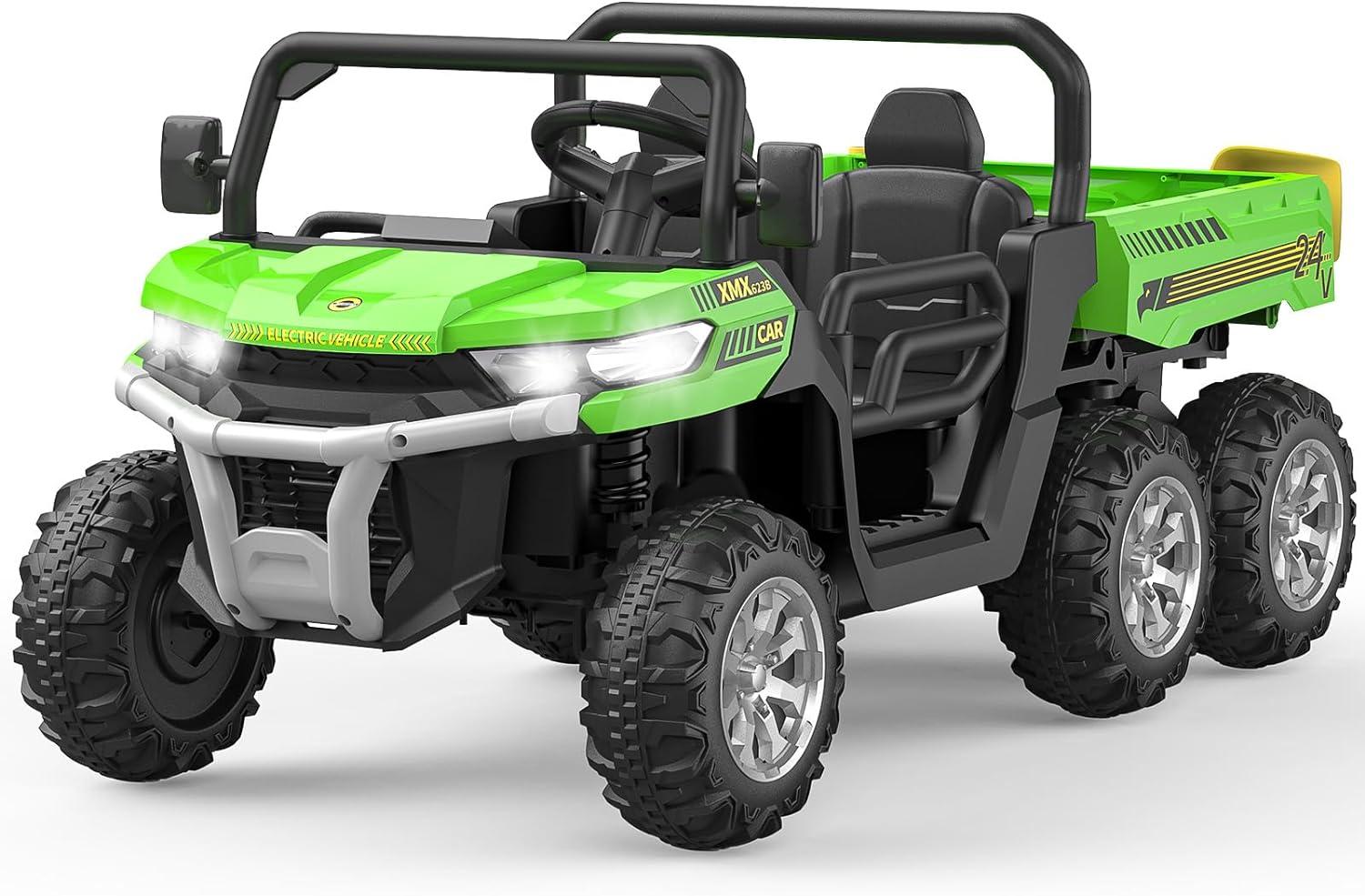 Green 24V 6-Wheeler Kids Ride-On Utility Vehicle