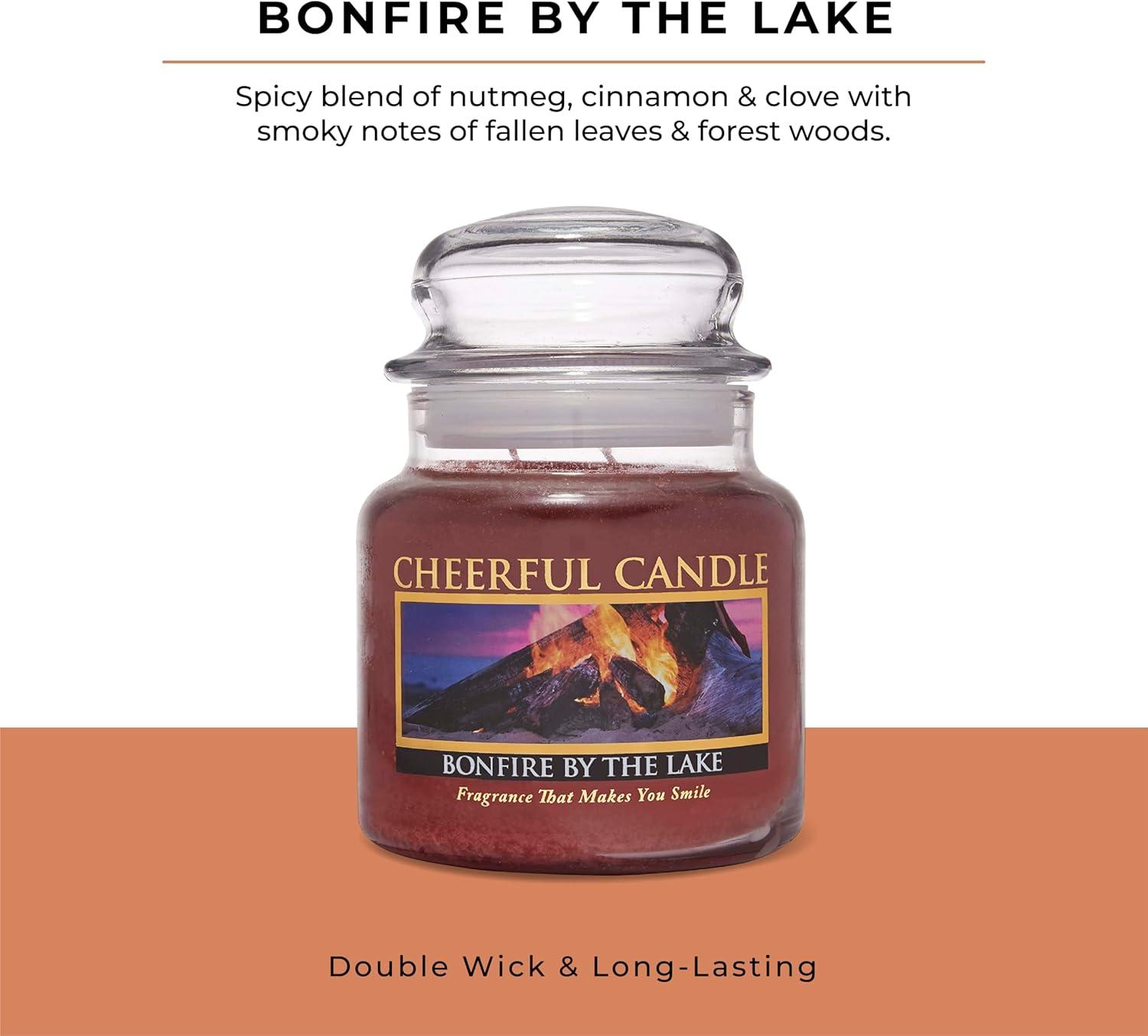 Bonfire by the Lake Scented Blue Glass Jar Candle