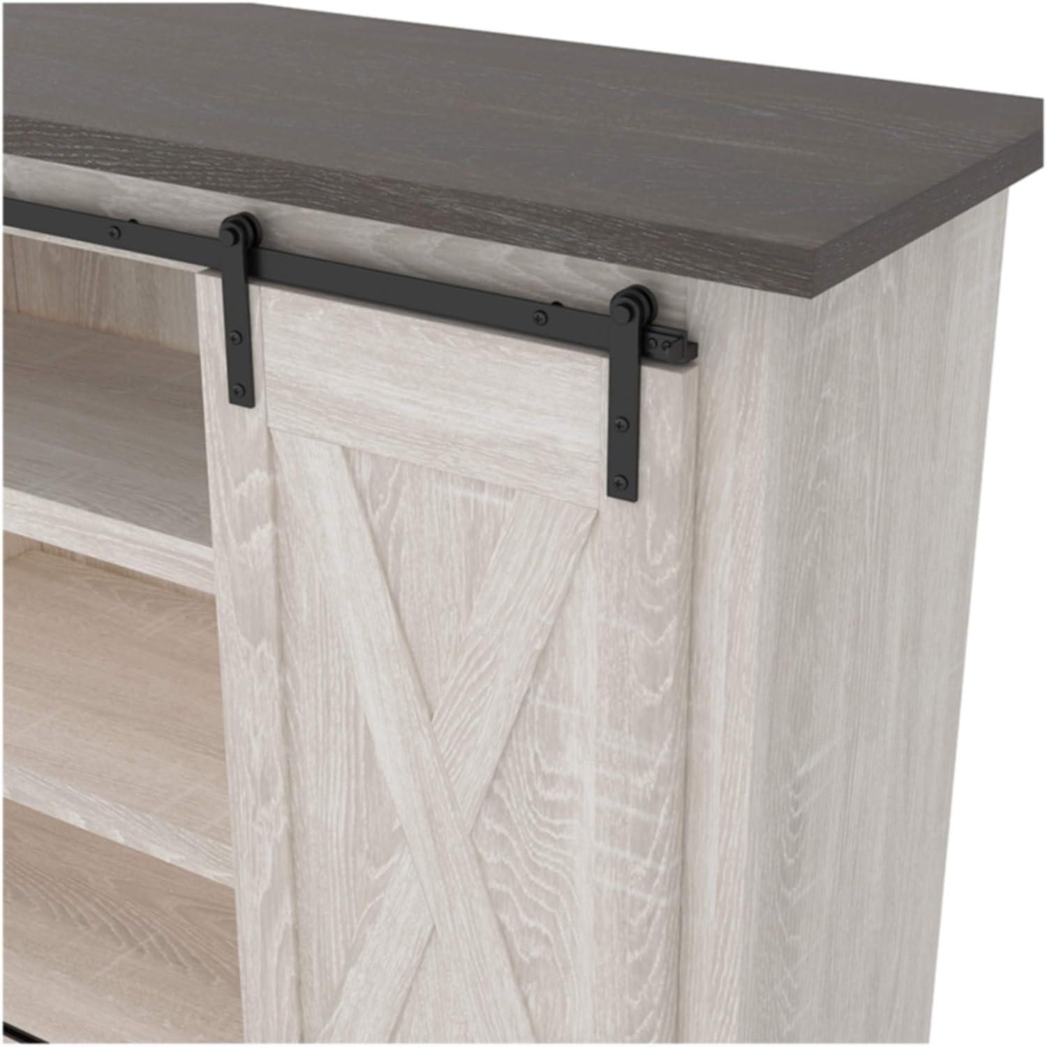 Signature Design by Ashley Dorrinson Medium TV Stand for TVs up to 63" Two-Tone: Farmhouse Media Console with Adjustable Shelves