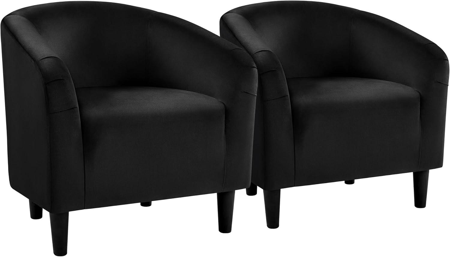 Renwick Modern Upholstered Tub Chair, Set of 2, Black Velvet